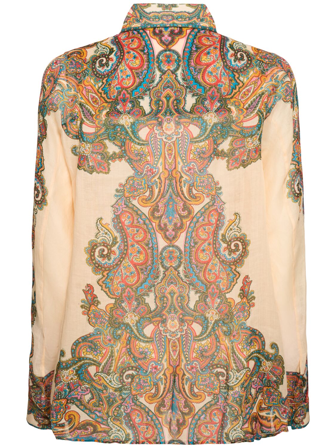 Shop Zimmermann Ottie Printed Ramie Oversized Shirt In Multicolor