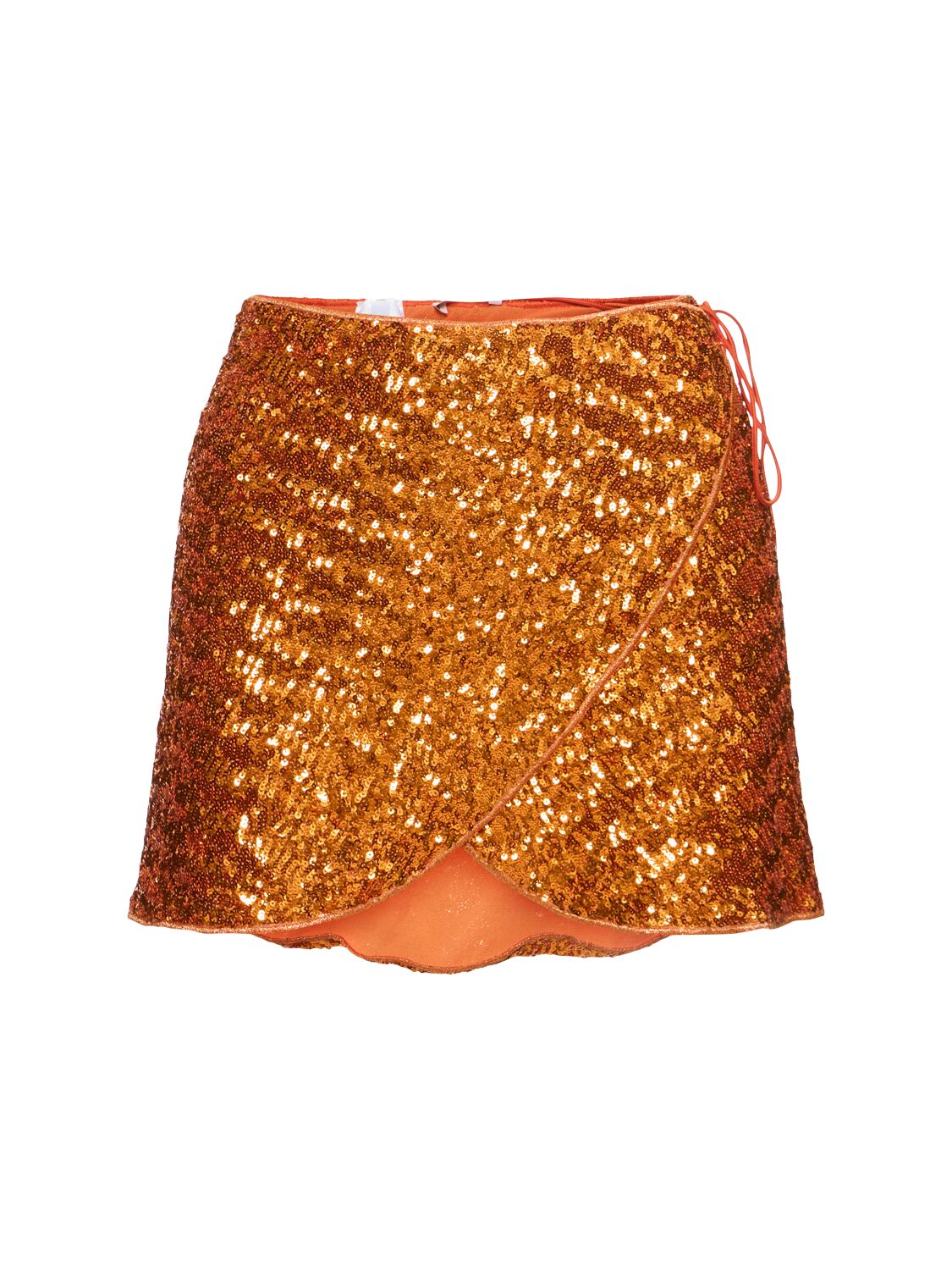 Oséree Swimwear Sequined Wrap Mini Skirt In Orange