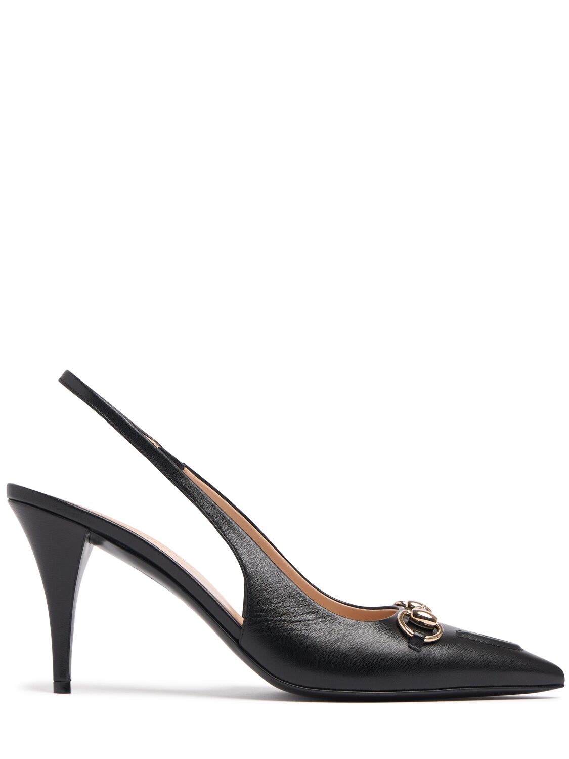 Gucci 85mm Erin Leather Slingback Pumps In Black