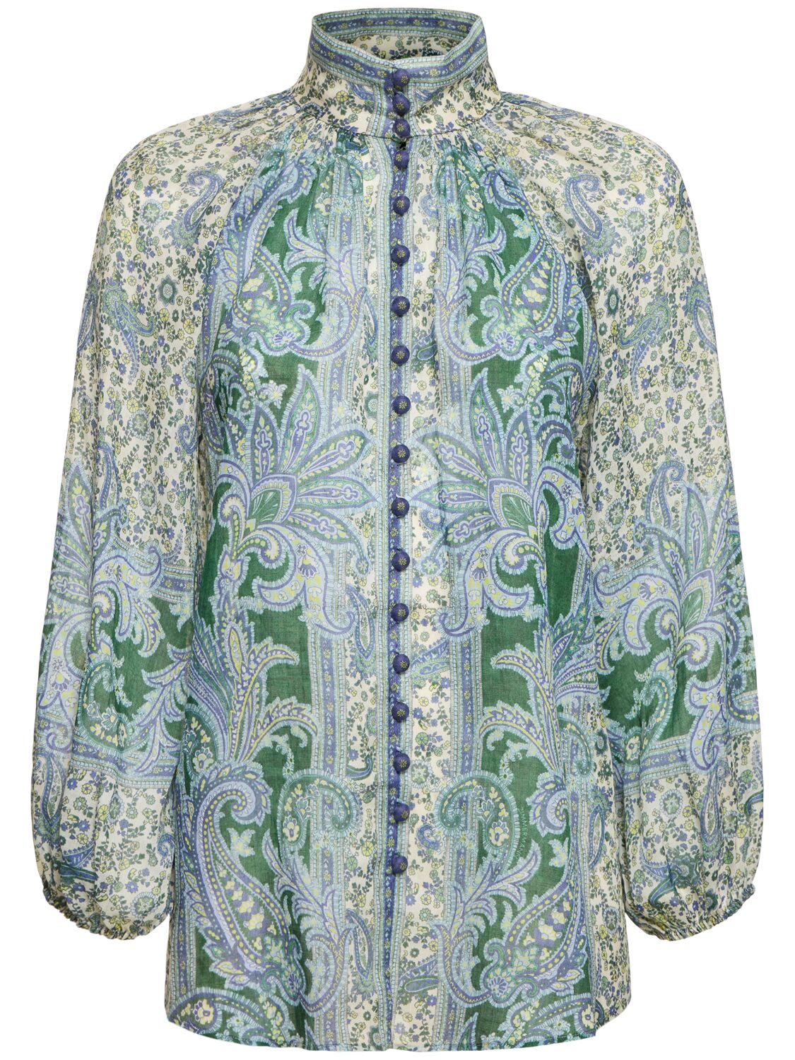 Image of Ottie Printed Ramie Billow Blouse