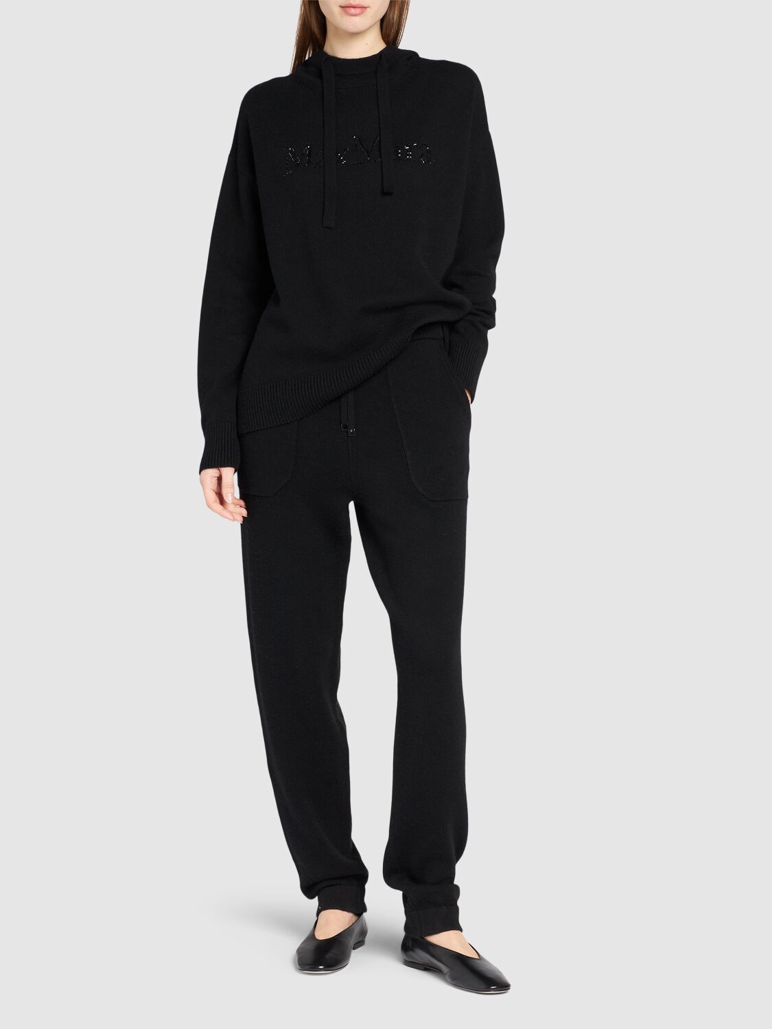 Shop 's Max Mara Opera Elastic Waist Knit Pants In Black