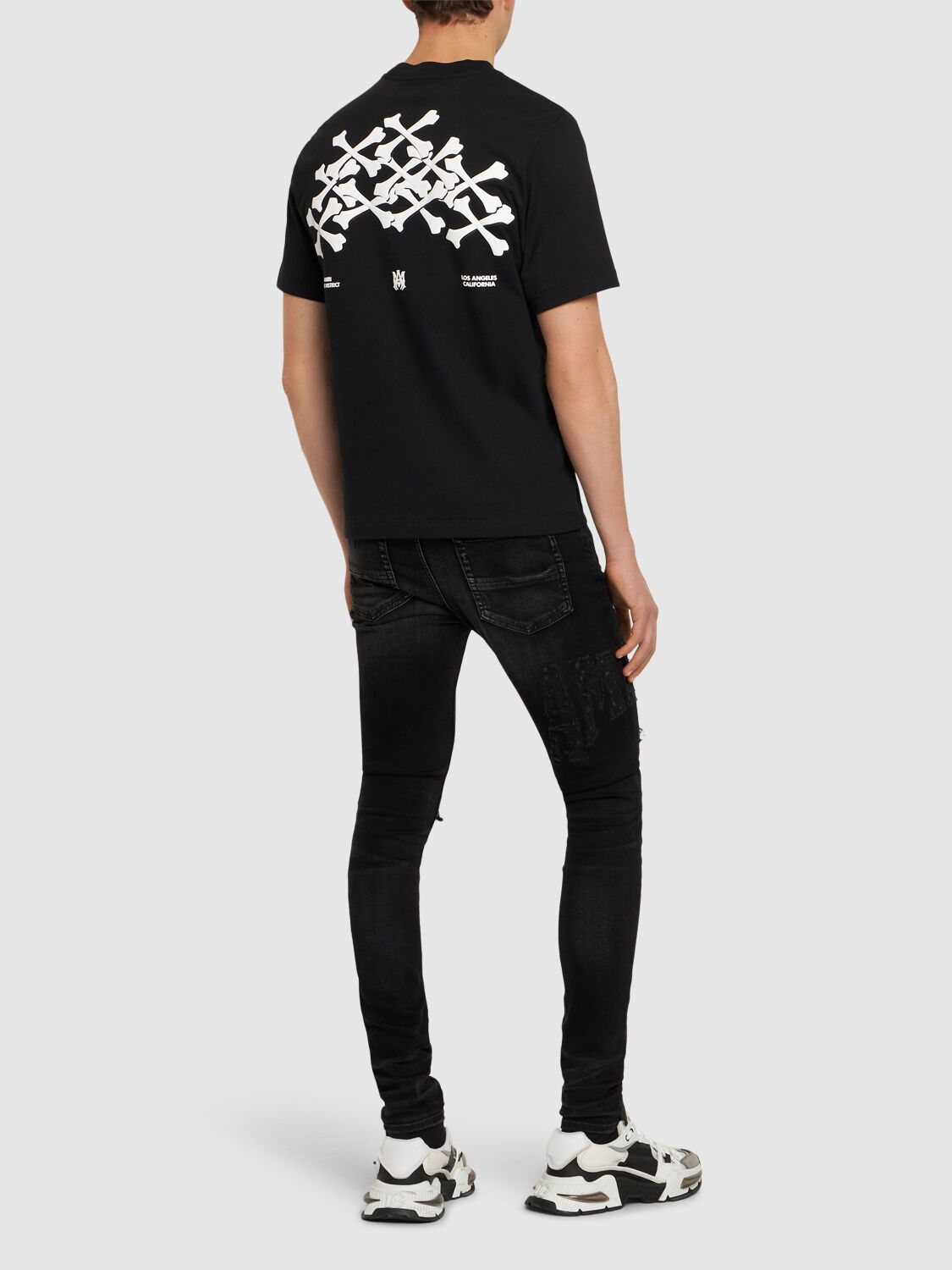 Shop Amiri Bones Stacked Cotton T-shirt In Black