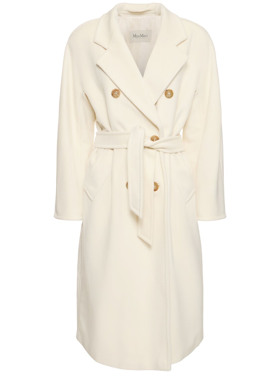 Shop Max Mara Madame Long Wool & Cashmere Coat In White