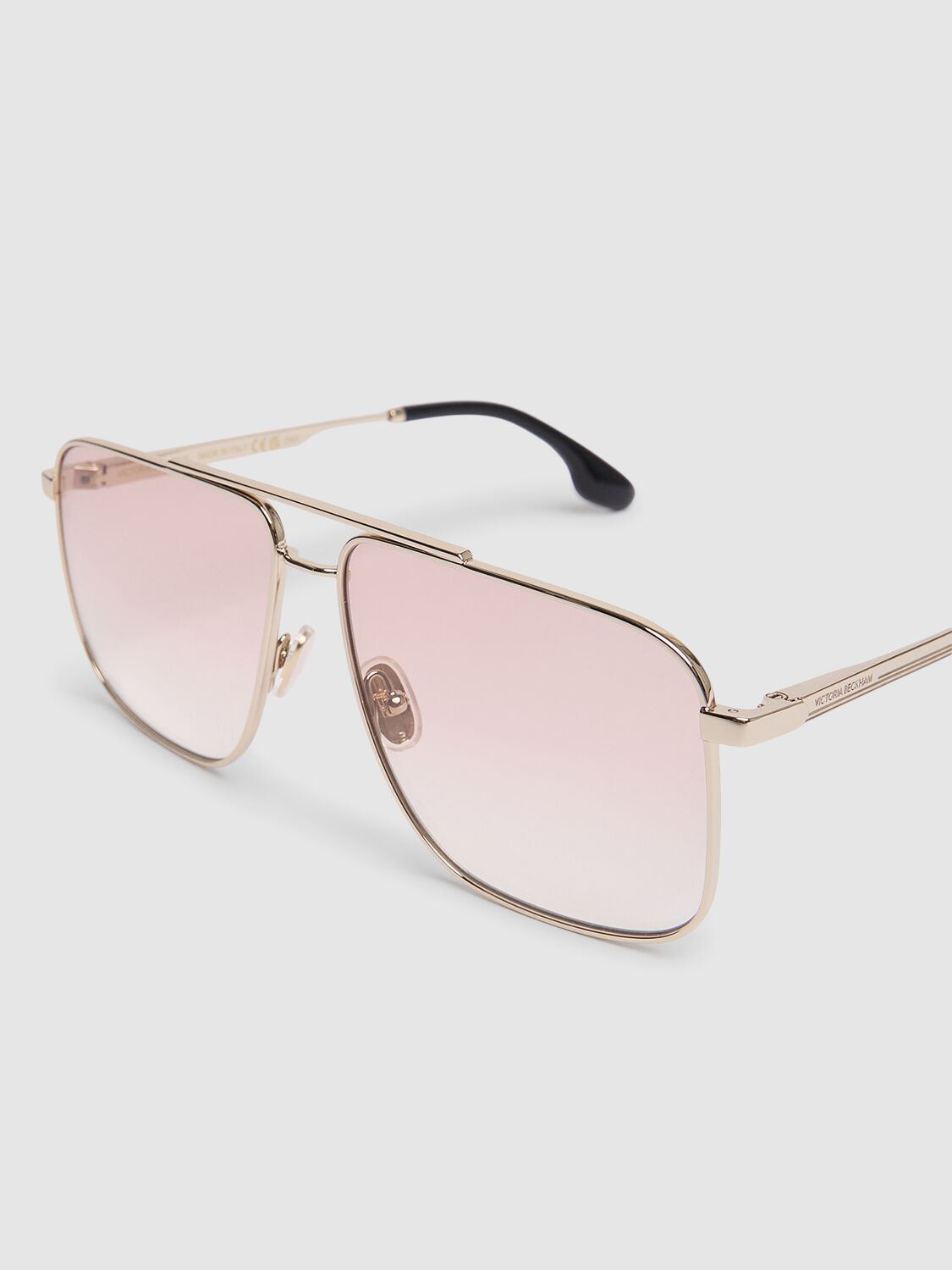 Shop Victoria Beckham V Line Metal Sunglasses In Gold/blush