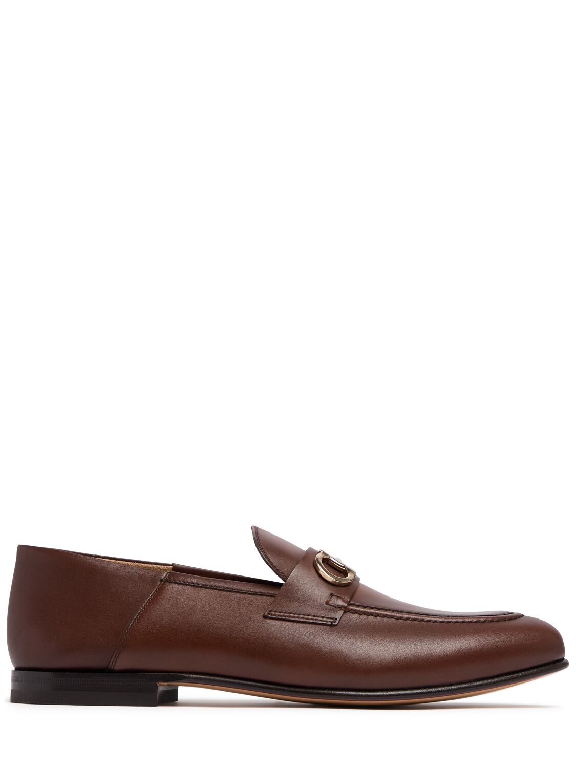 Shop Ferragamo Gin Leather Loafers In Cioccolato