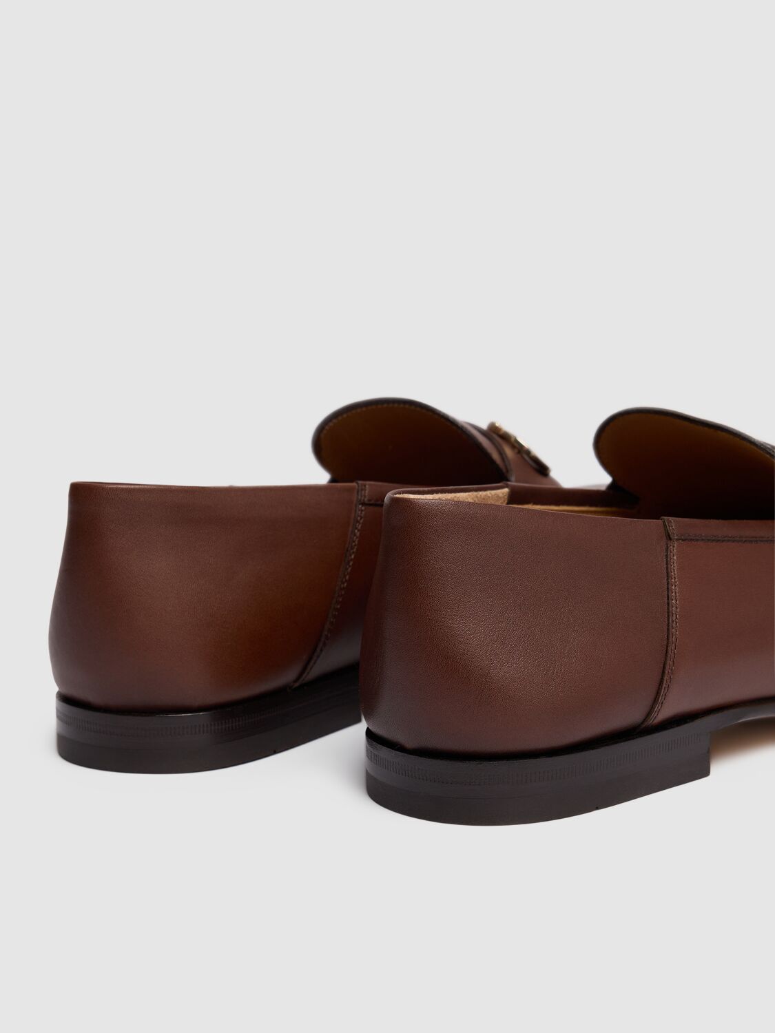 Shop Ferragamo Gin Leather Loafers In Cioccolato