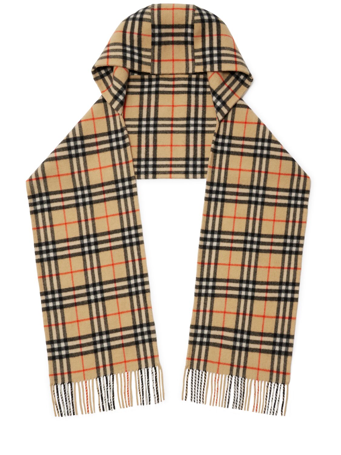 Burberry Giant Check Hooded Cashmere Scarf In Sand