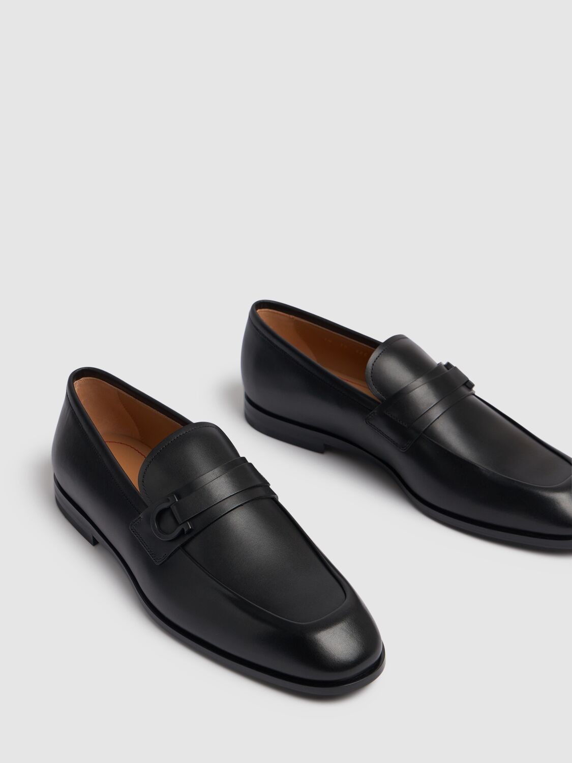 Shop Ferragamo Florio Leather Loafers In Black