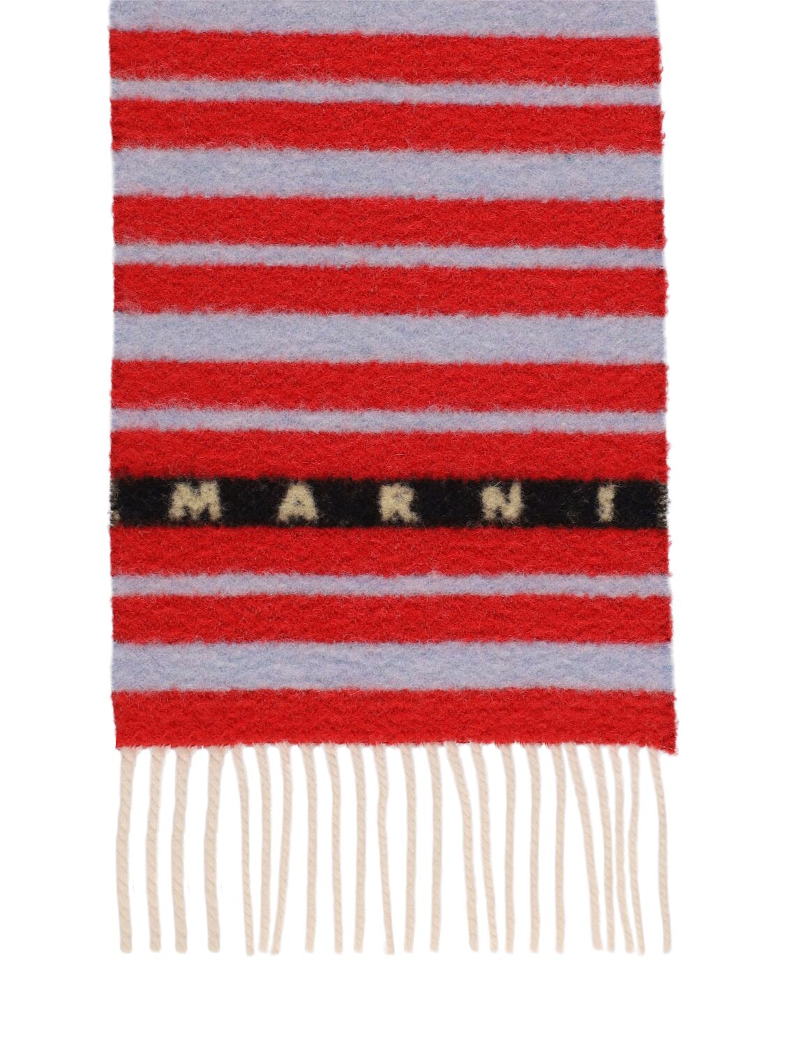 Shop Marni Striped Wool Blend Scarf In Tulip