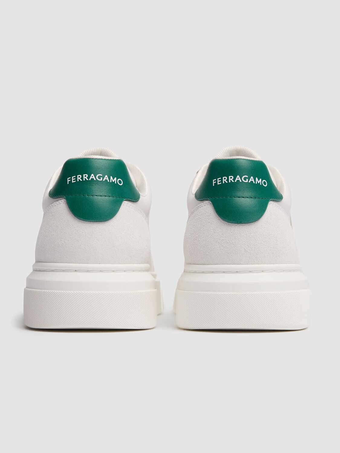 Shop Ferragamo Cassina Leather Sneakers In White,green