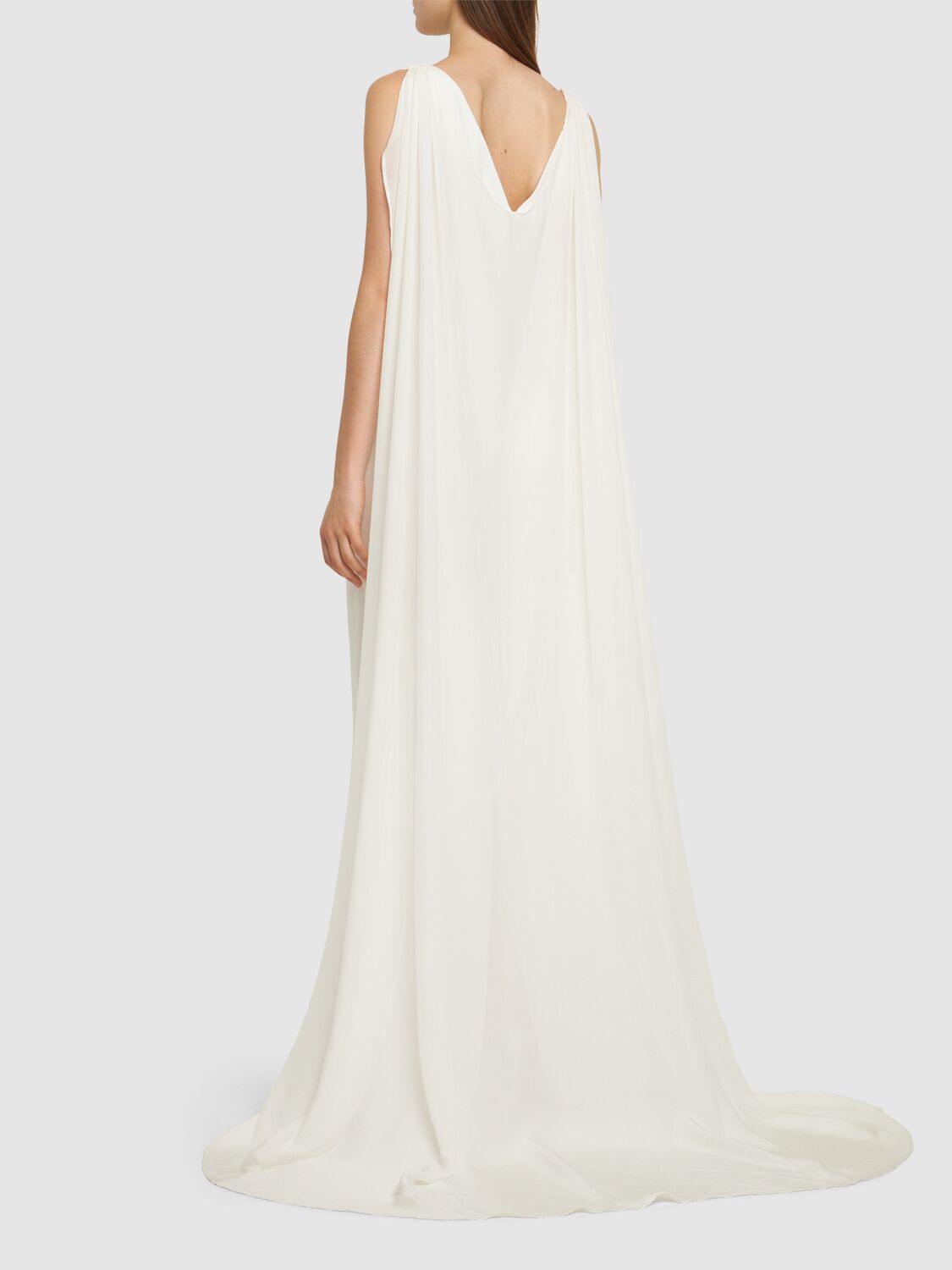 Shop Roland Mouret Light Cady Gown W/ Cape In White