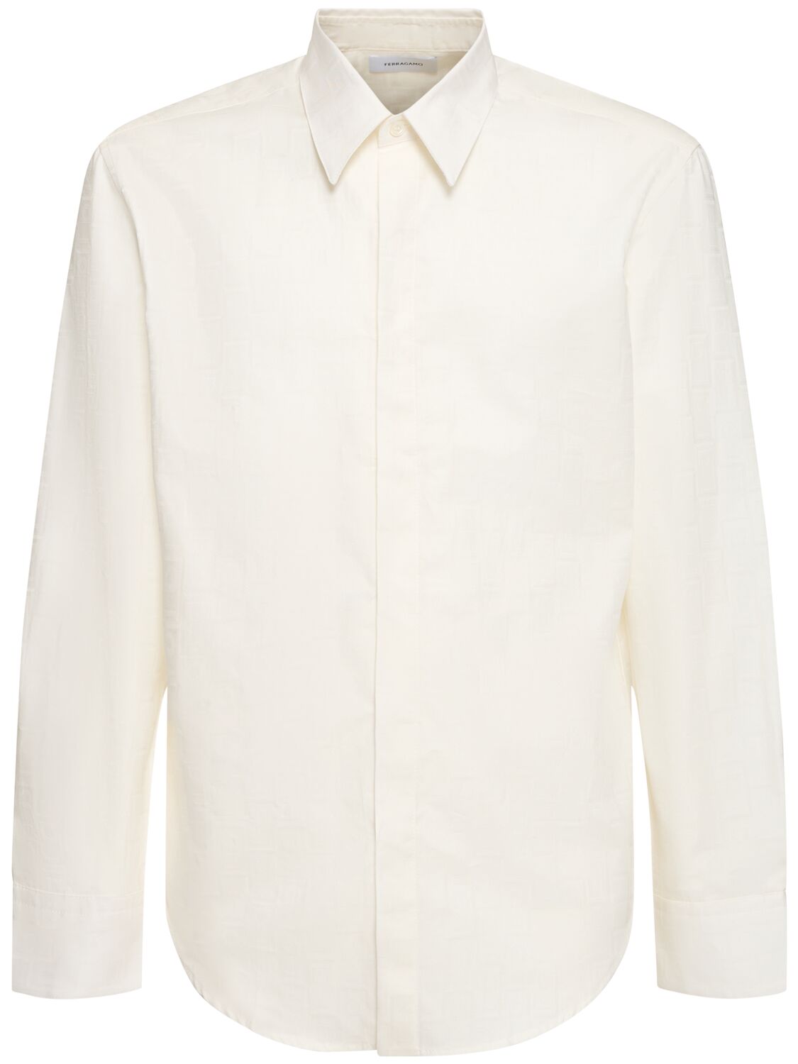 Ferragamo Monogram Cotton Shirt In 002 White