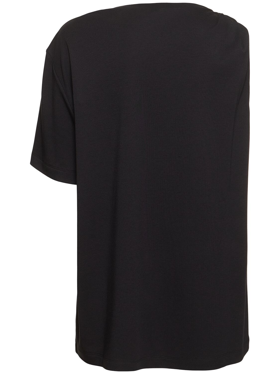 Shop Ferragamo Asymmetric Cotton Blend Jersey Top In Black