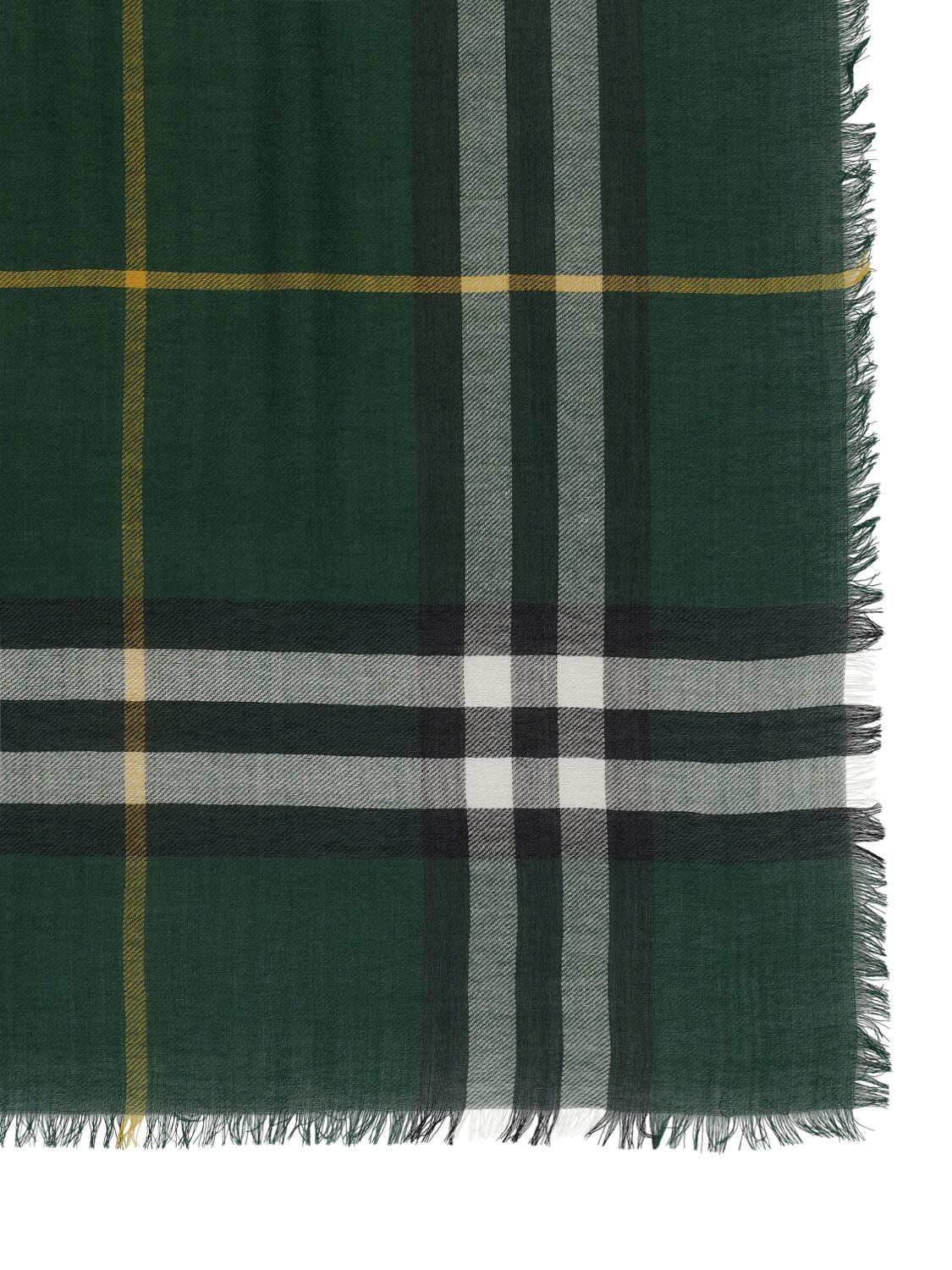 Shop Burberry Lightweight Wool Scarf In Dark Fern Green