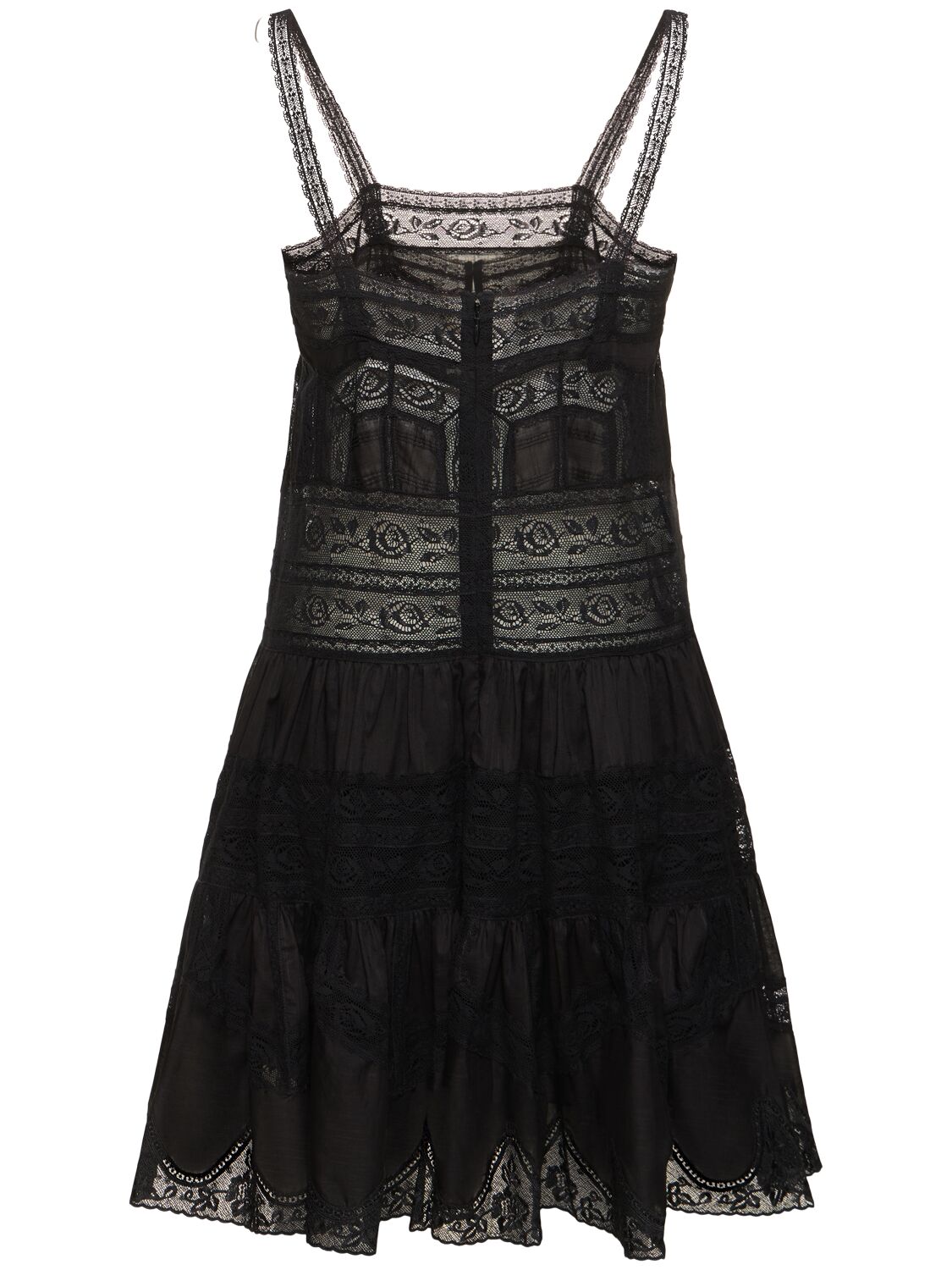 Shop Zimmermann Halliday Cotton Lace Trim Mini Dress In Black