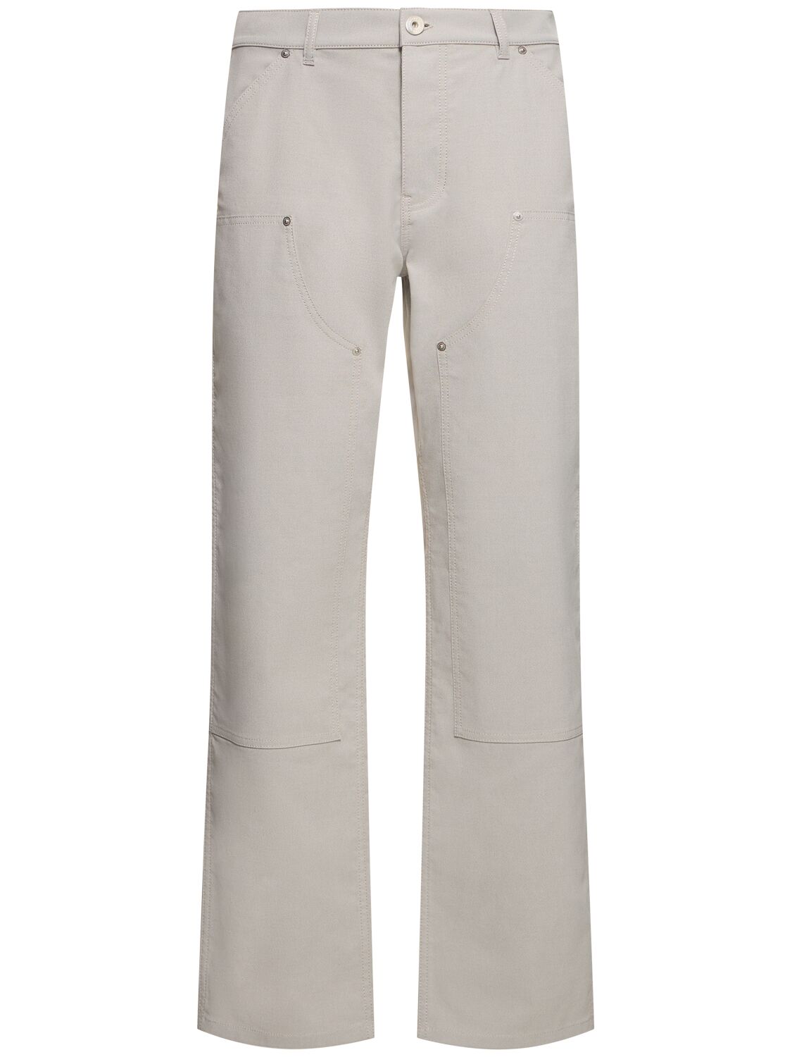 Shop Ferragamo Cotton Blend Straight Pants In 209 Sand