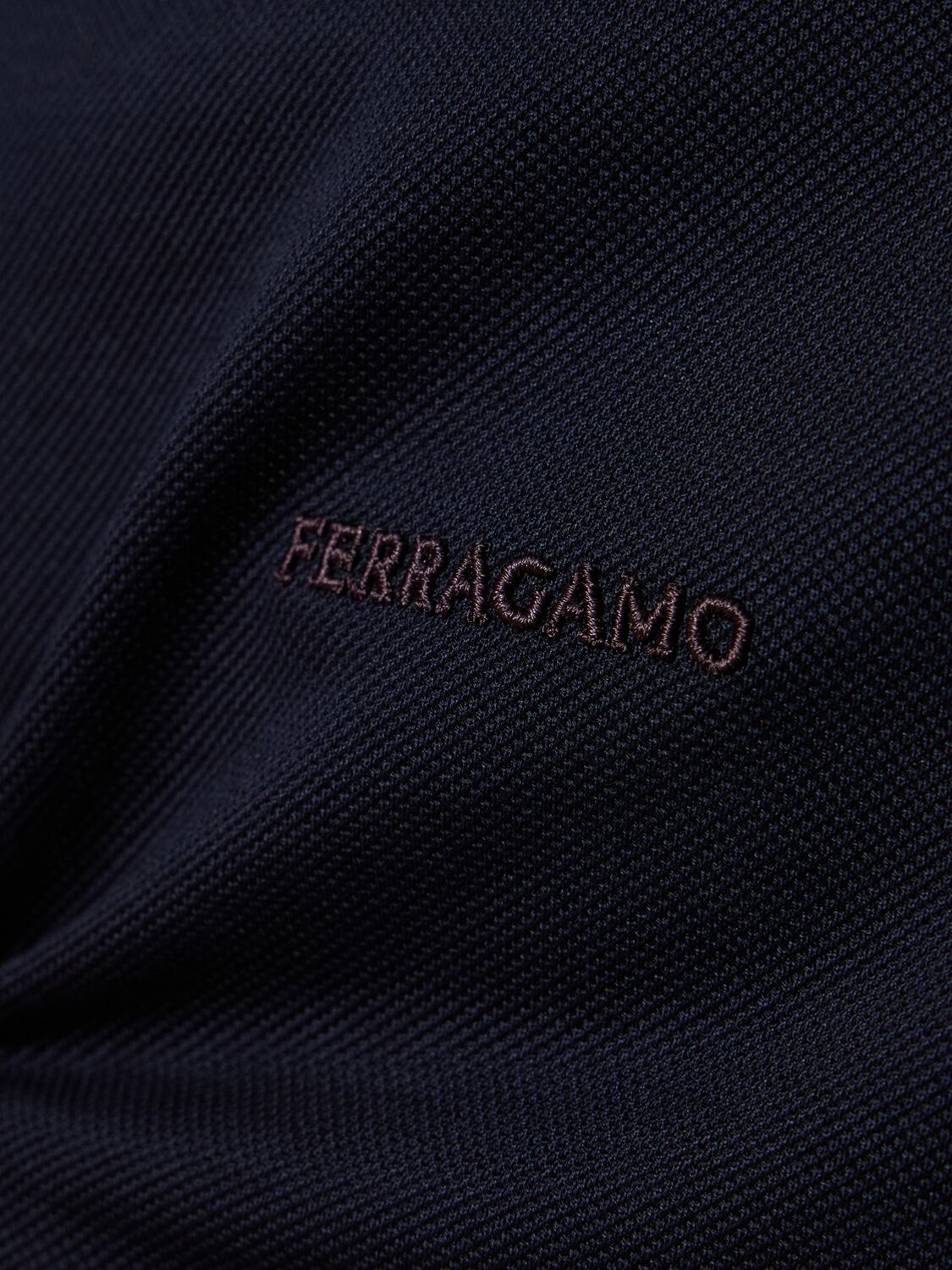 Shop Ferragamo Cotton Piquet Polo In Navy