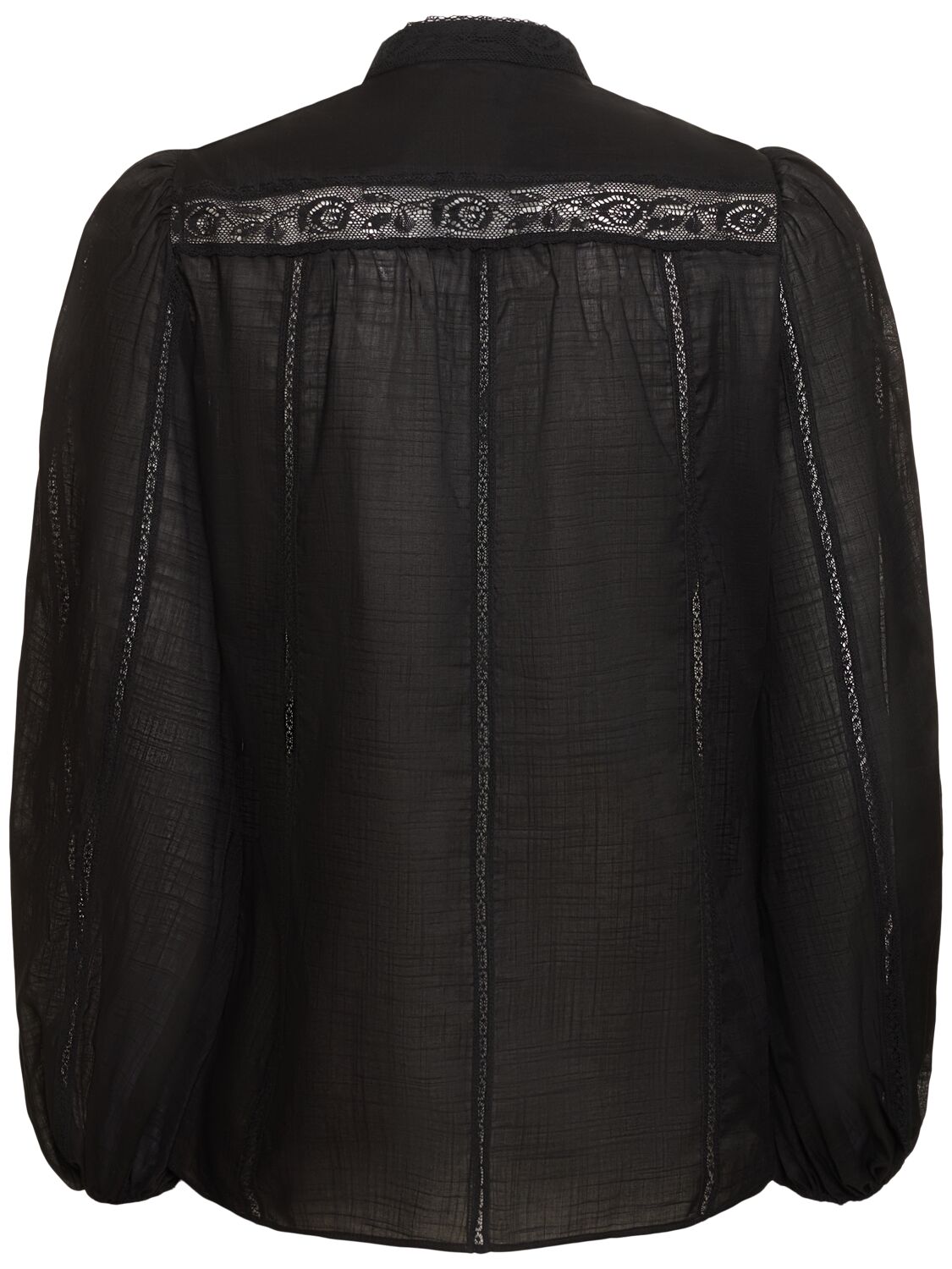 Shop Zimmermann Halliday Cotton Lace Trim Blouse In Black