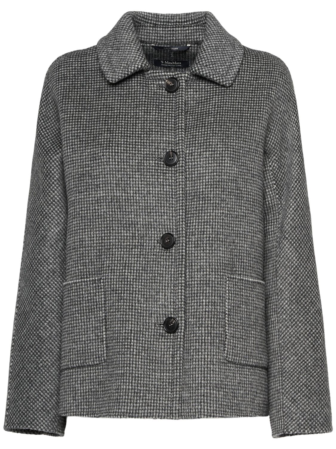 Shop 's Max Mara Sorriso Wool Blend Shirt Jacket In Grey/black