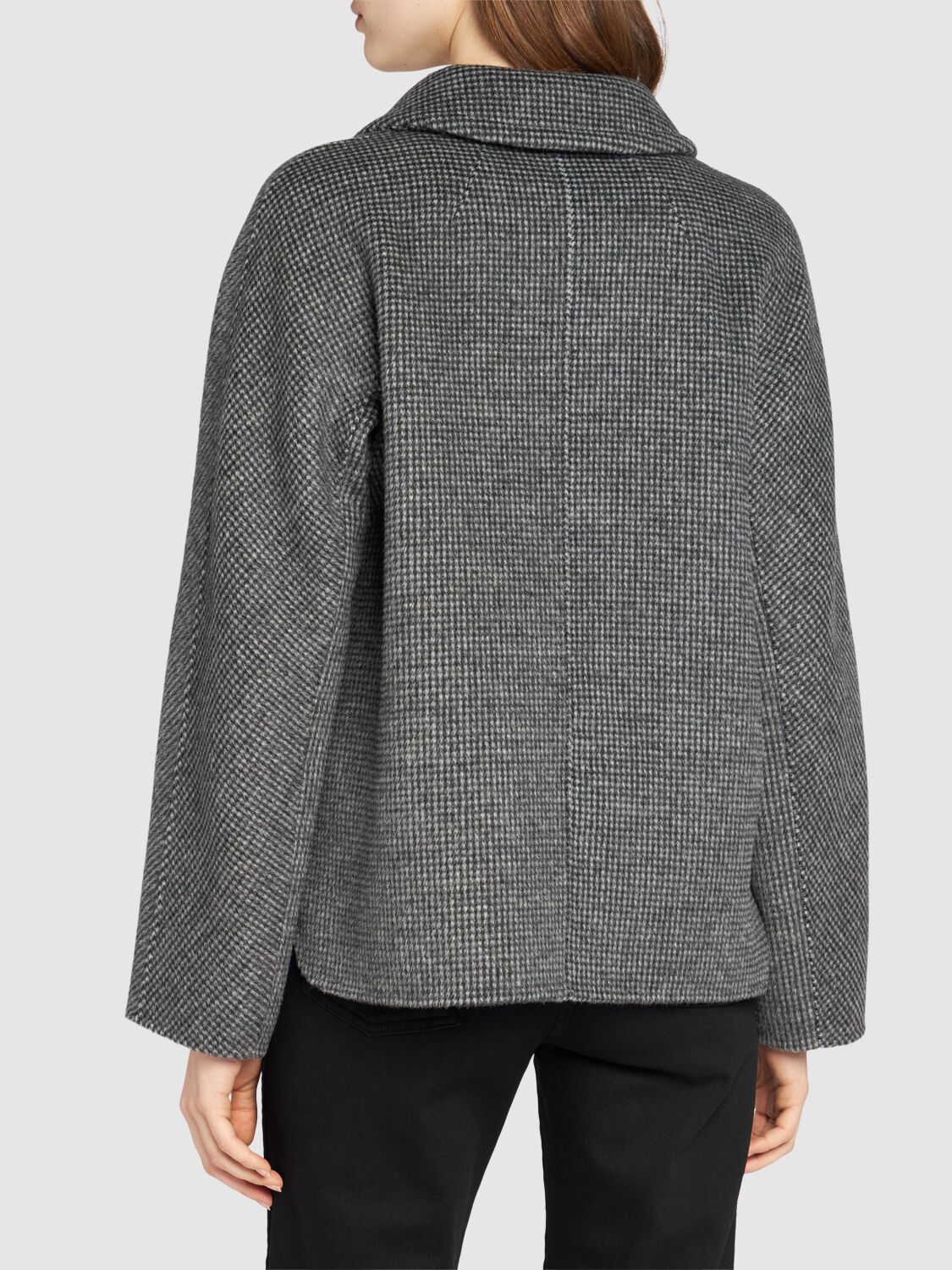 Shop 's Max Mara Sorriso Wool Blend Shirt Jacket In Grey/black