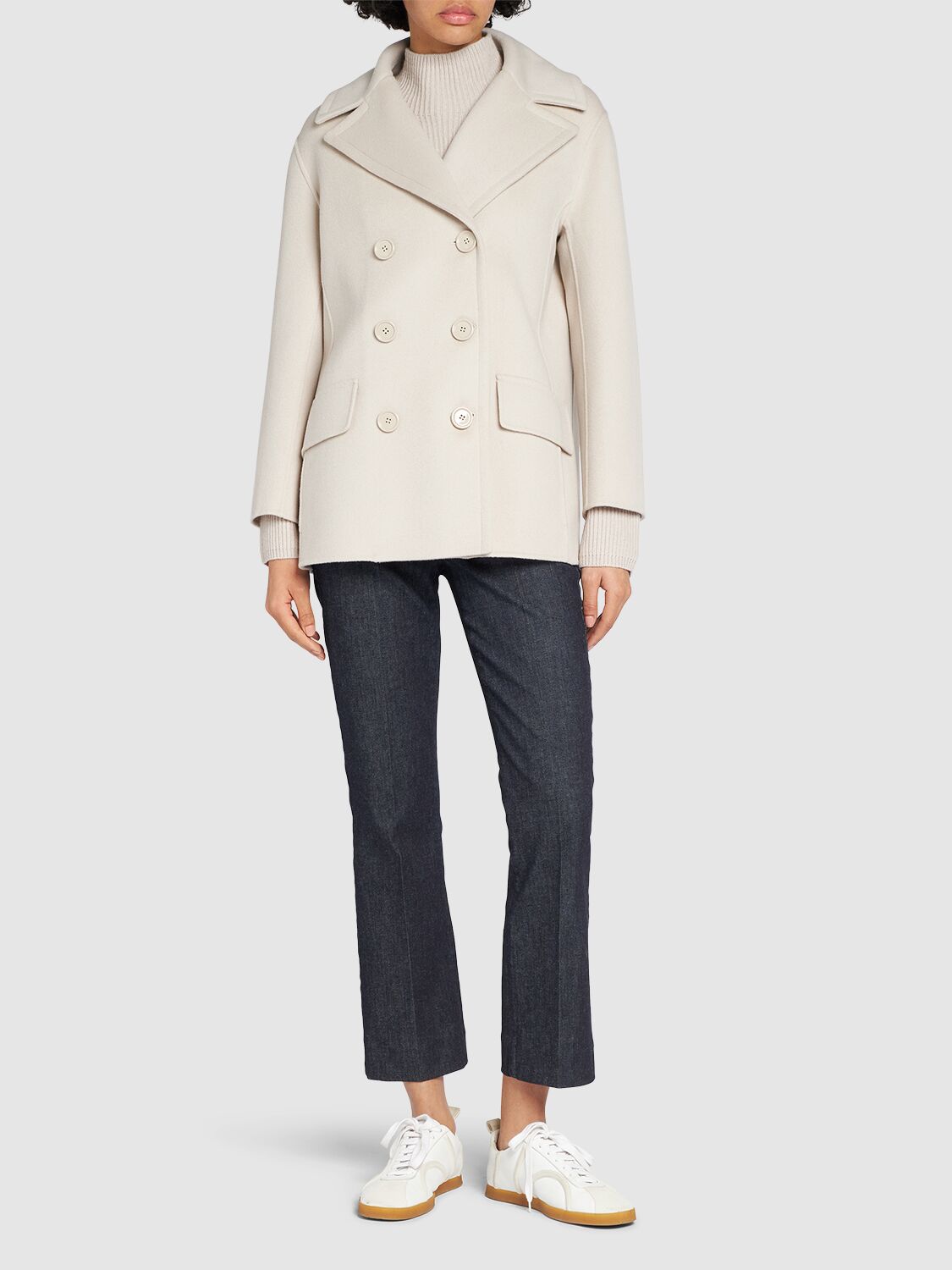 Shop 's Max Mara Efebo Double Breast Wool Short Coat In Ivory