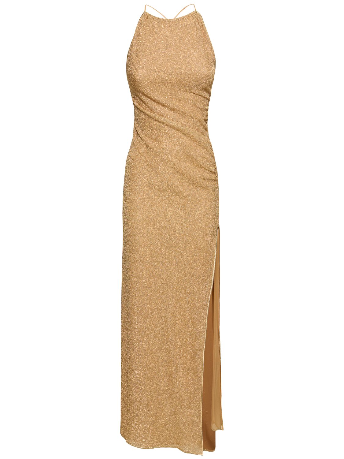 Oséree Swimwear Lumiere Lurex Lace Long Dress In Gold