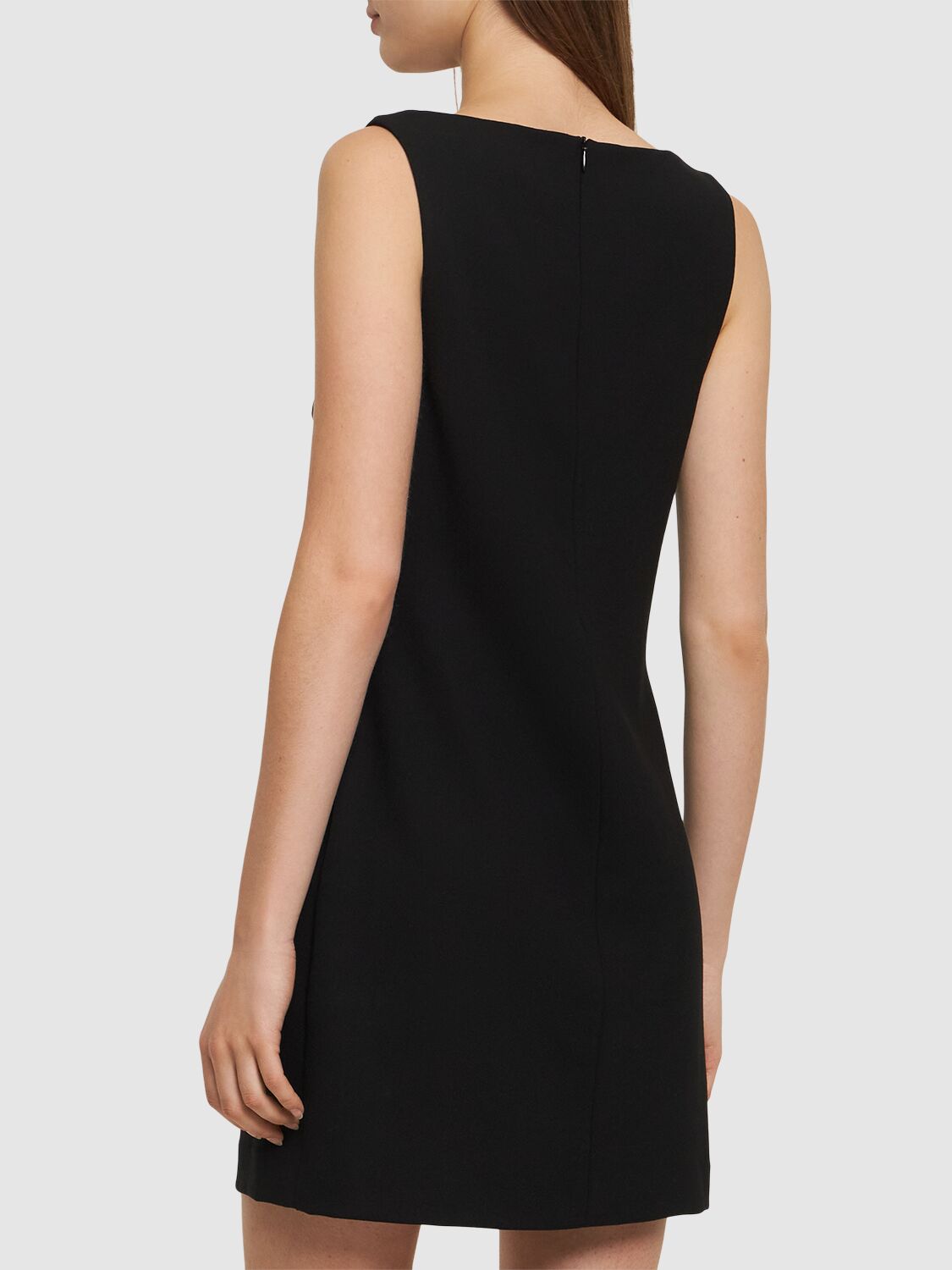 Shop Matteau Stretch Wool Crepe Mini Dress In Black