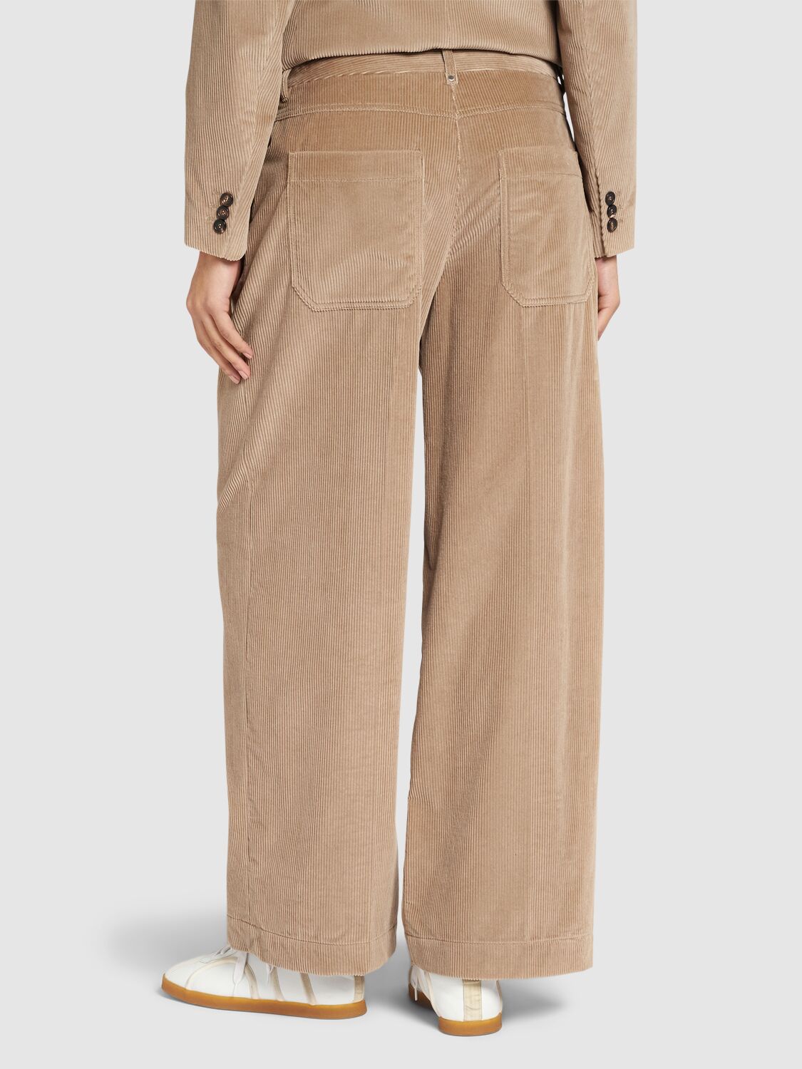 Shop 's Max Mara Udine Velvet Wide Leg Pants In Camel