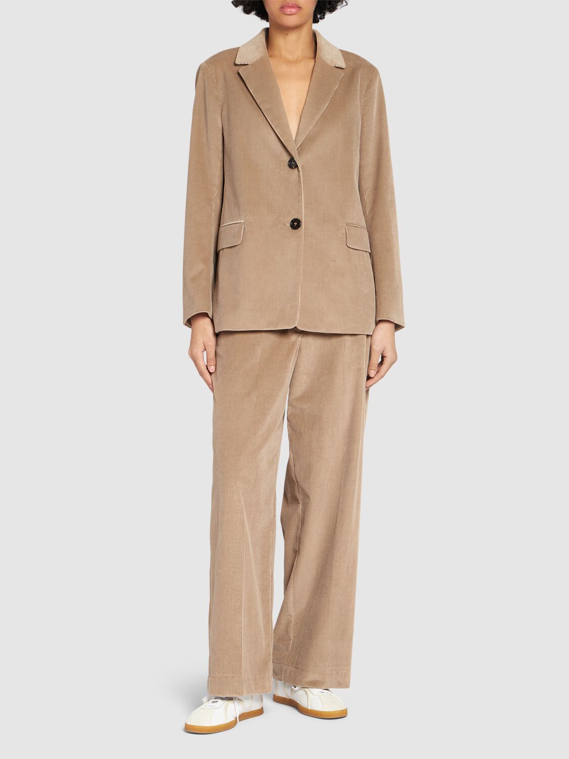 Shop 's Max Mara Udine Velvet Wide Leg Pants In Camel