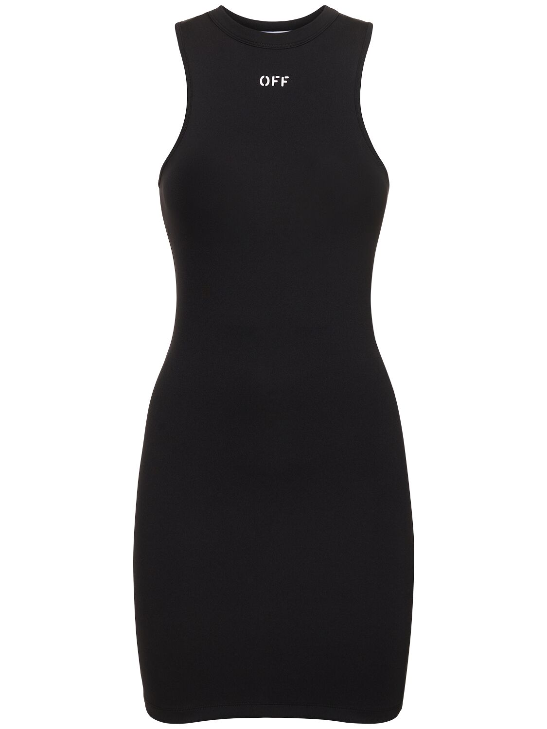 Shop Off-white Nylon Blend Rowing Dress In Black,white