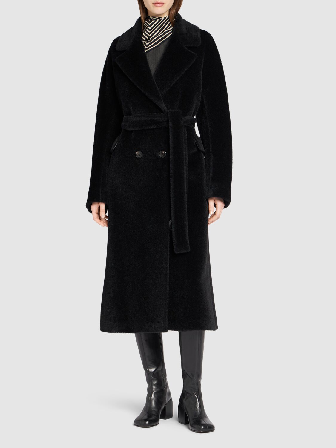 Shop 's Max Mara Eugenio Wool Blend Teddy Long Coat In Black