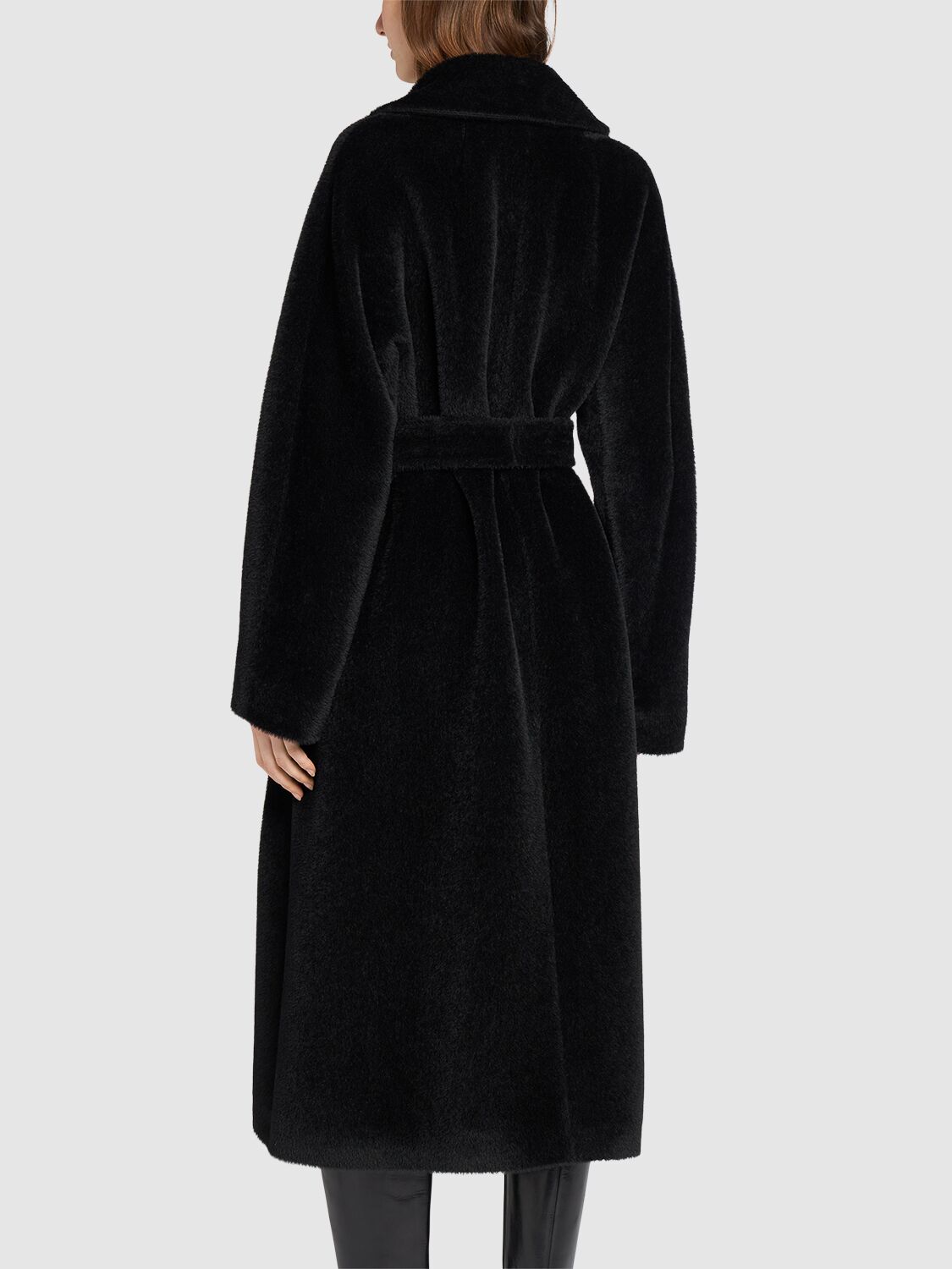 Shop 's Max Mara Eugenio Wool Blend Teddy Long Coat In Black