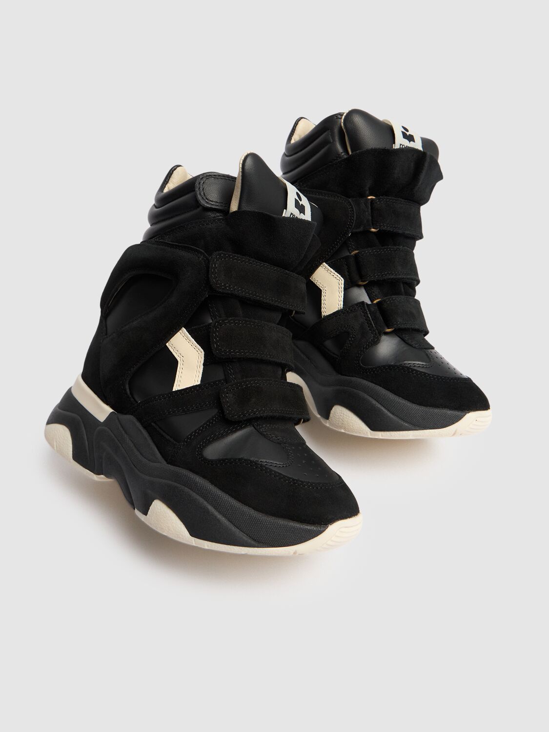 Isabel Marant Balskee Leather And Suede High-top Wedge Sneakers In Black