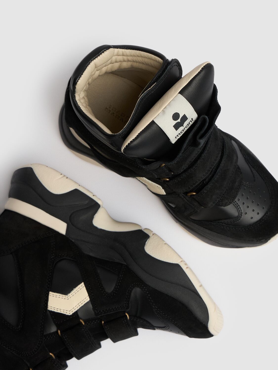 Isabel Marant Balskee Leather And Suede High-top Wedge Sneakers In Black