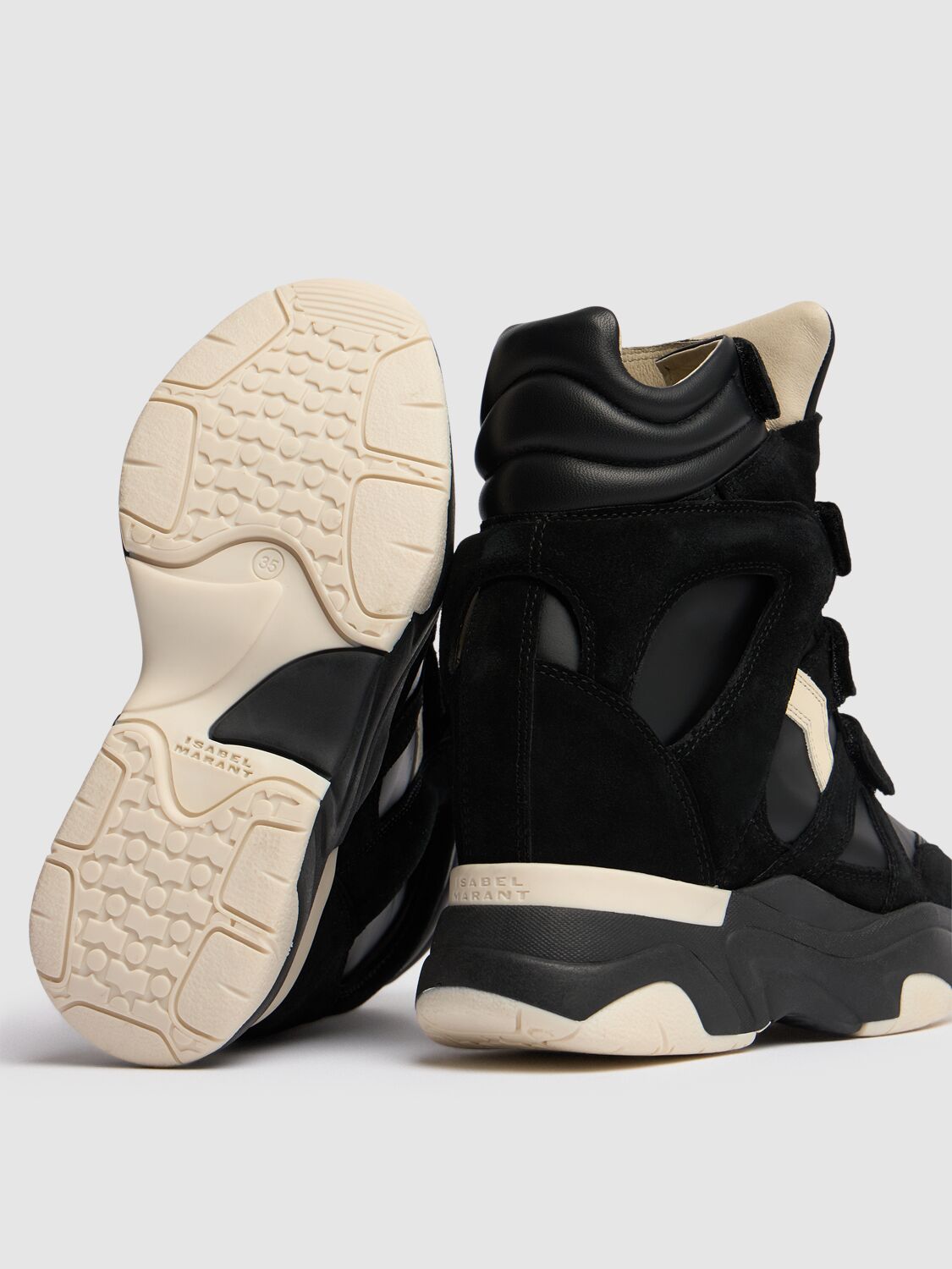 Isabel Marant Balskee Leather And Suede High-top Wedge Sneakers In Black