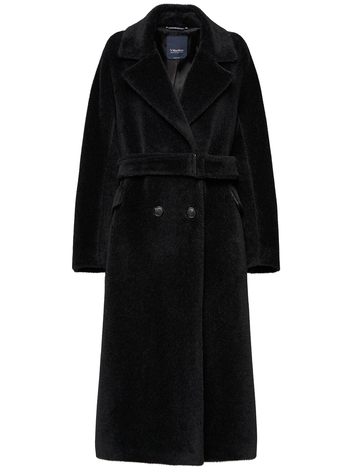 Shop 's Max Mara Eugenio Wool Blend Teddy Long Coat In Black