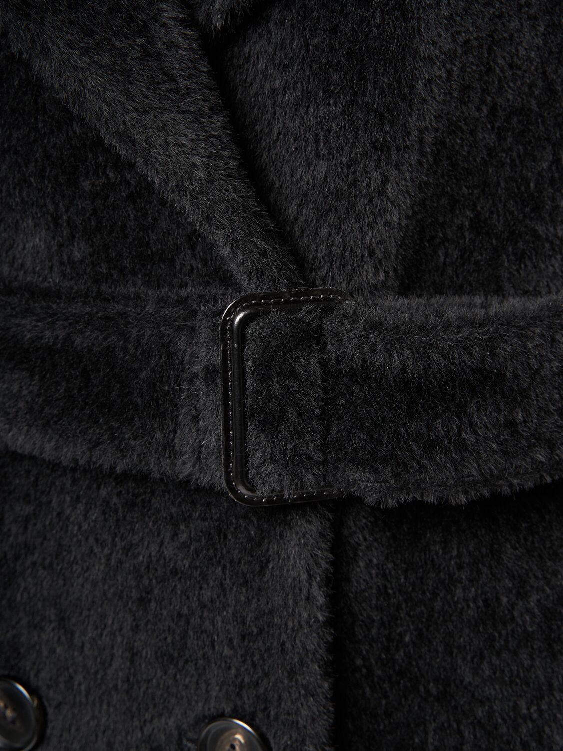 Shop 's Max Mara Eugenio Wool Blend Teddy Long Coat In Black