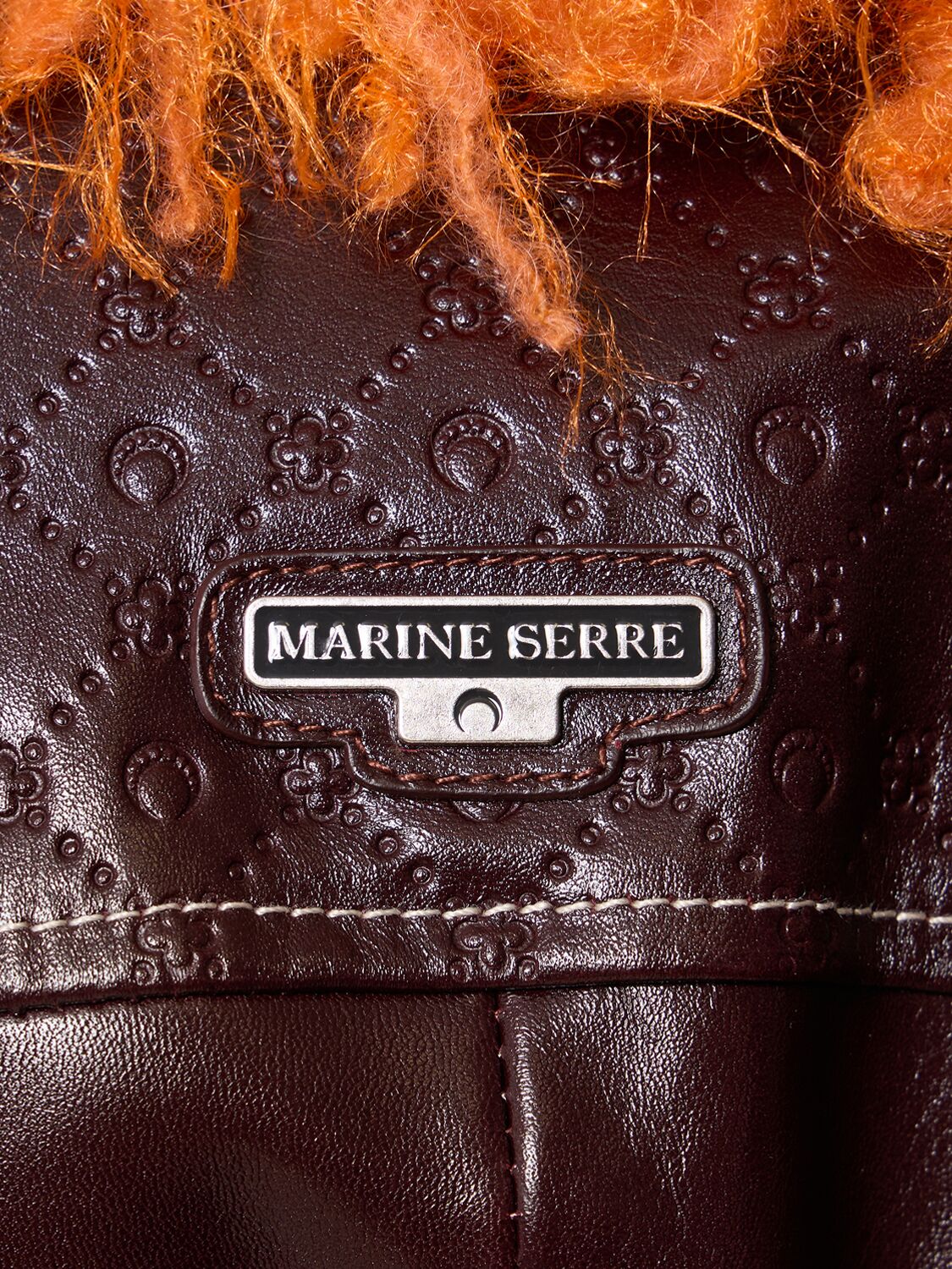 Shop Marine Serre Embossed Leather Long Trench Coat W/belt In Dark Burgundy