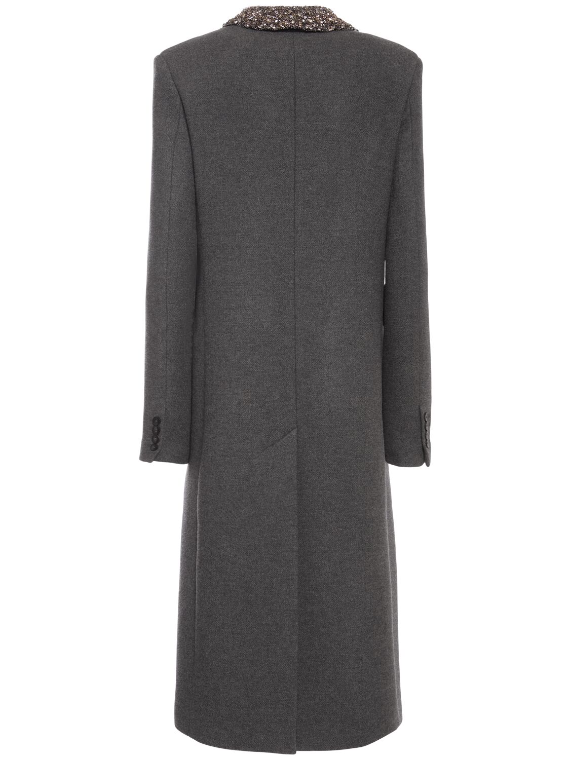 Shop Blumarine Double Breast Wool Long Coat In Grey