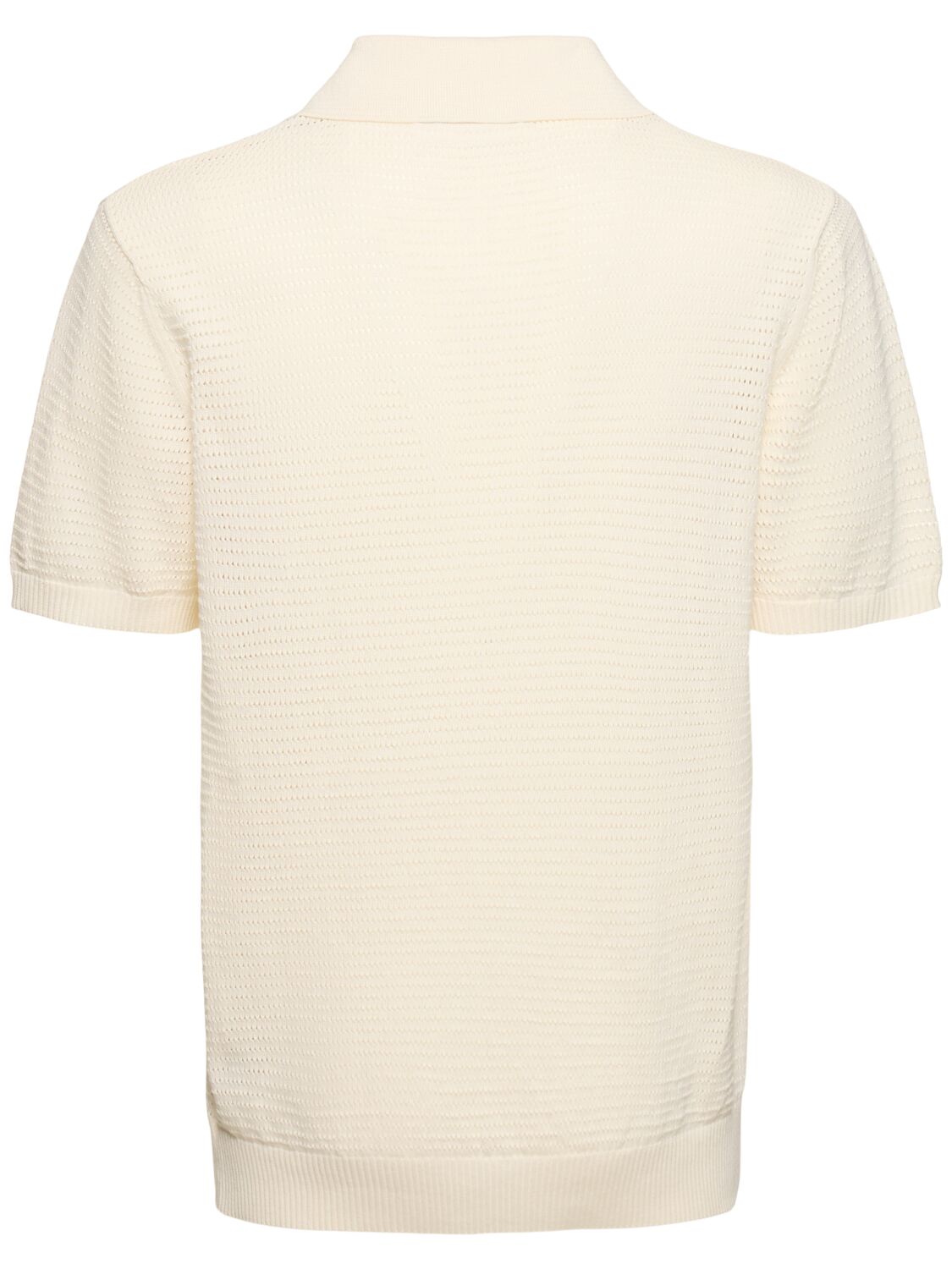 Shop Frescobol Carioca Clemente Cotton Crochet Polo Shirt In Beige