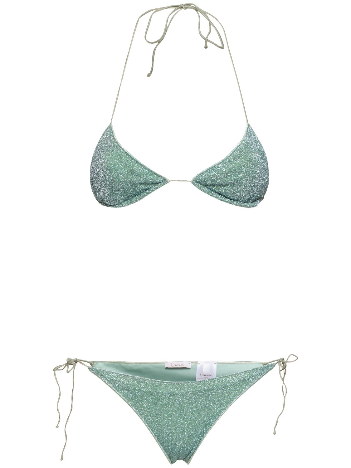 Oséree Swimwear Lumiere Lurex Triangle Bikini In Light Green