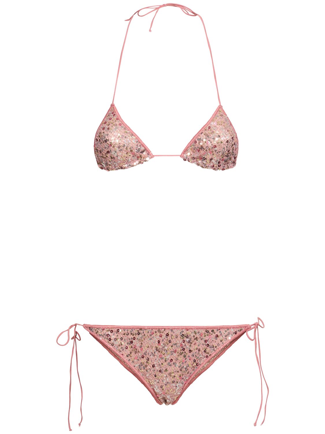 Oséree Swimwear Embellished Triangle Bikini In Pink