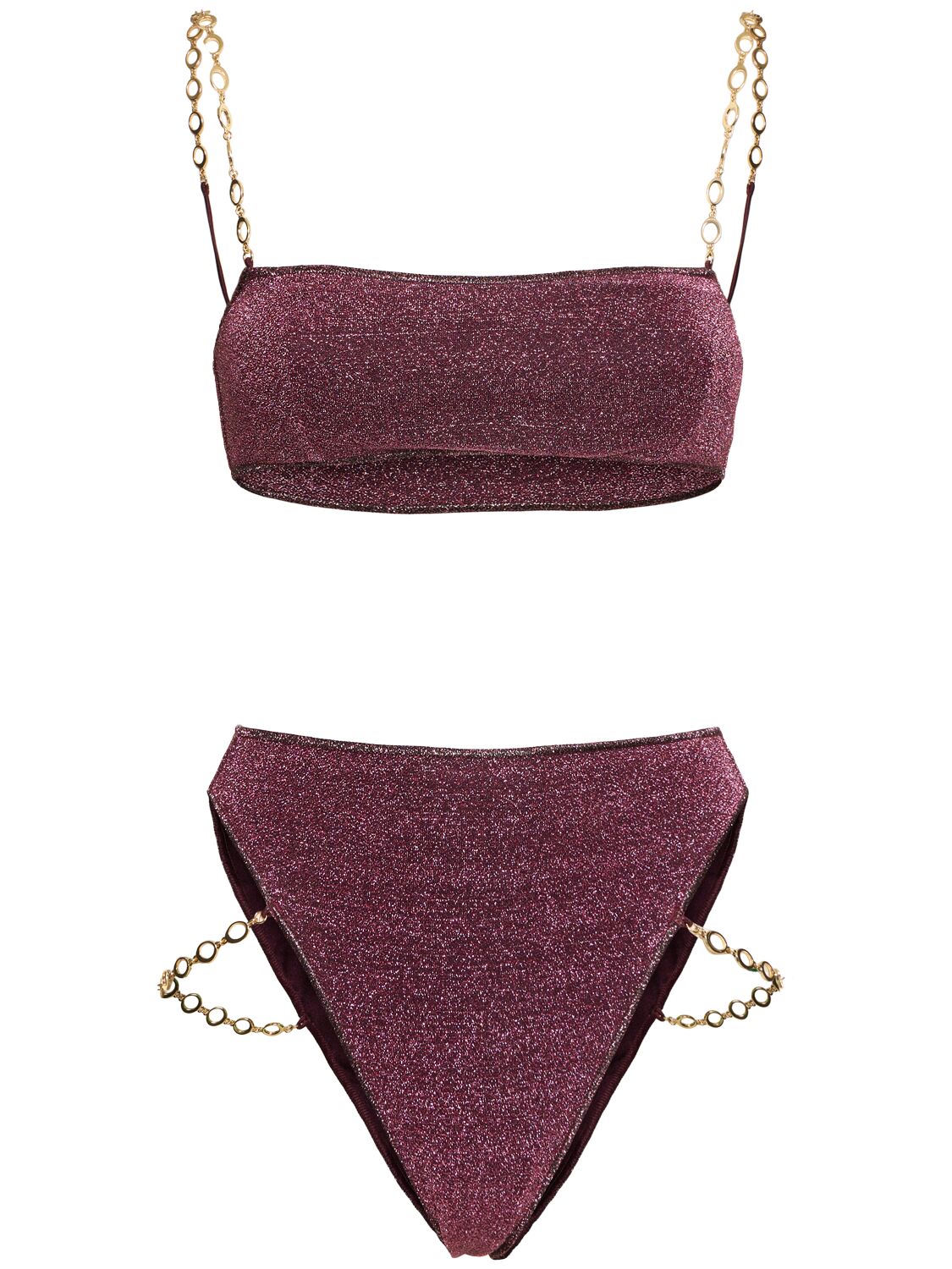 Oséree Swimwear Lumiere Lurex Bikini W/chains In Purple