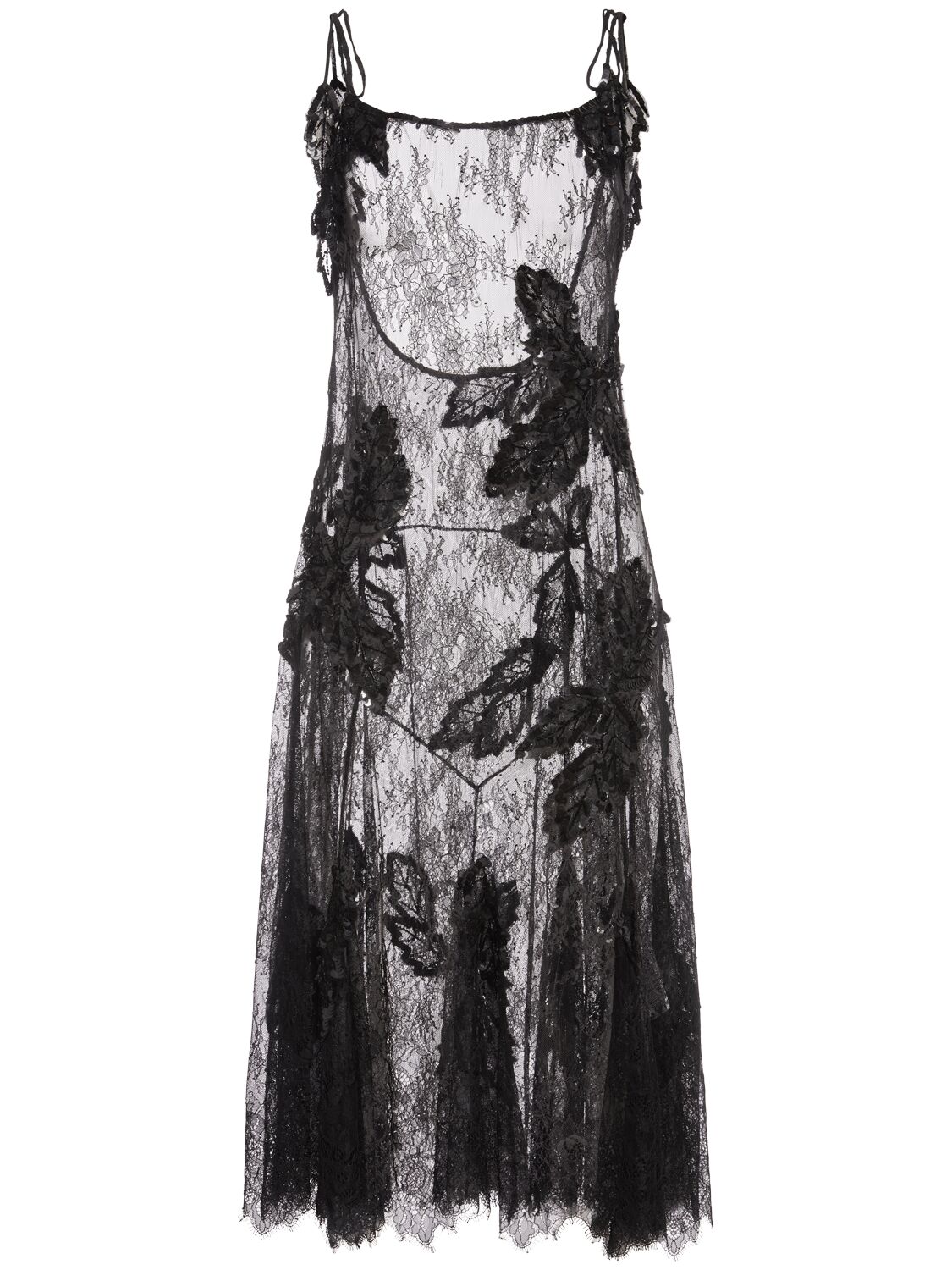 Blumarine Embroidered Lace Midi Dress In Black