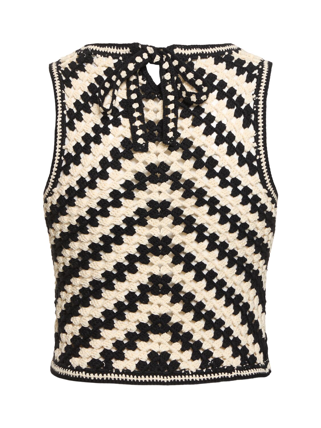 Shop Zimmermann Halliday Hand Crochet Tank Top In Black,off White