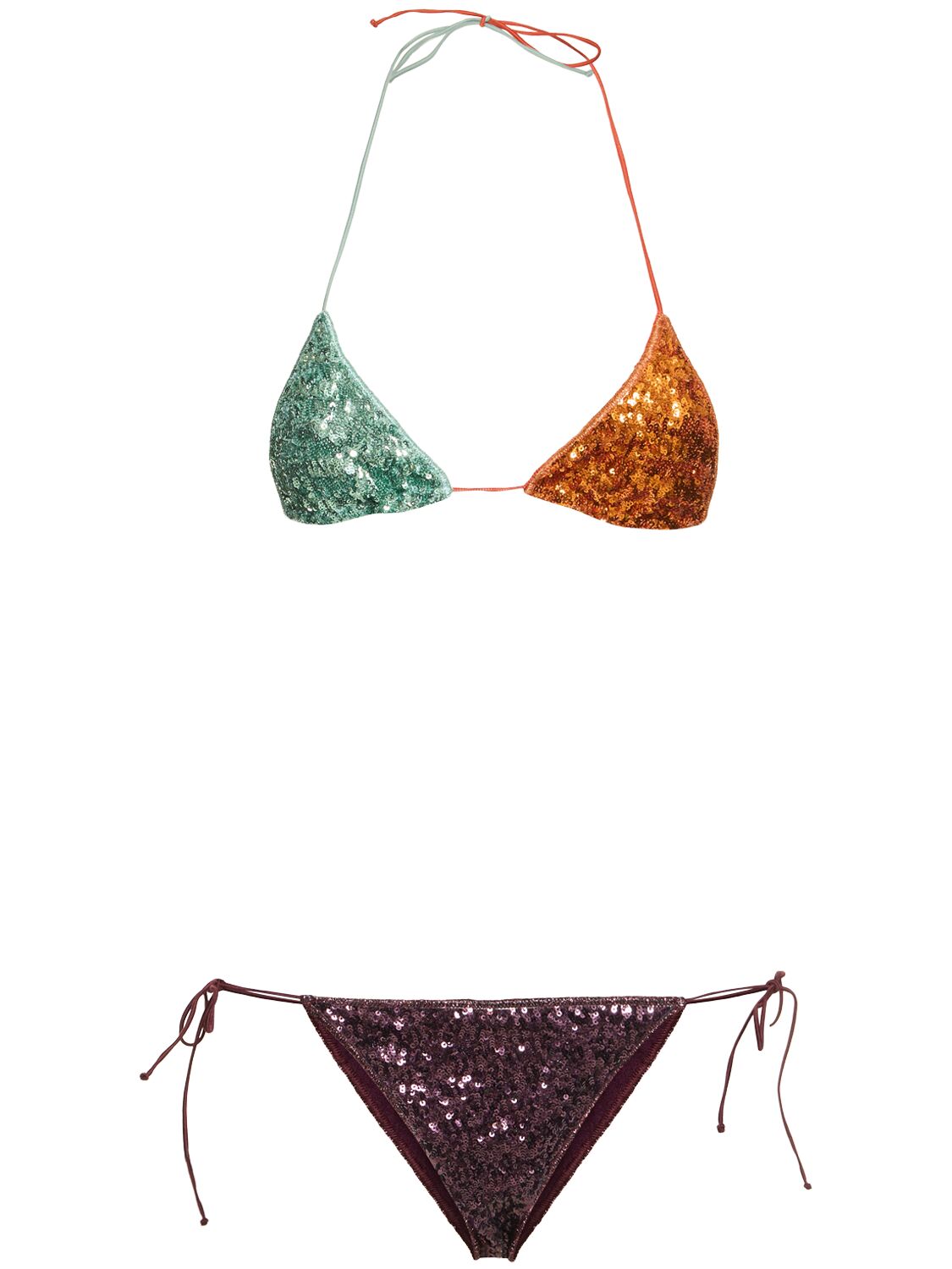 Oséree Swimwear Sequined Triangle Bikini In Multicolor