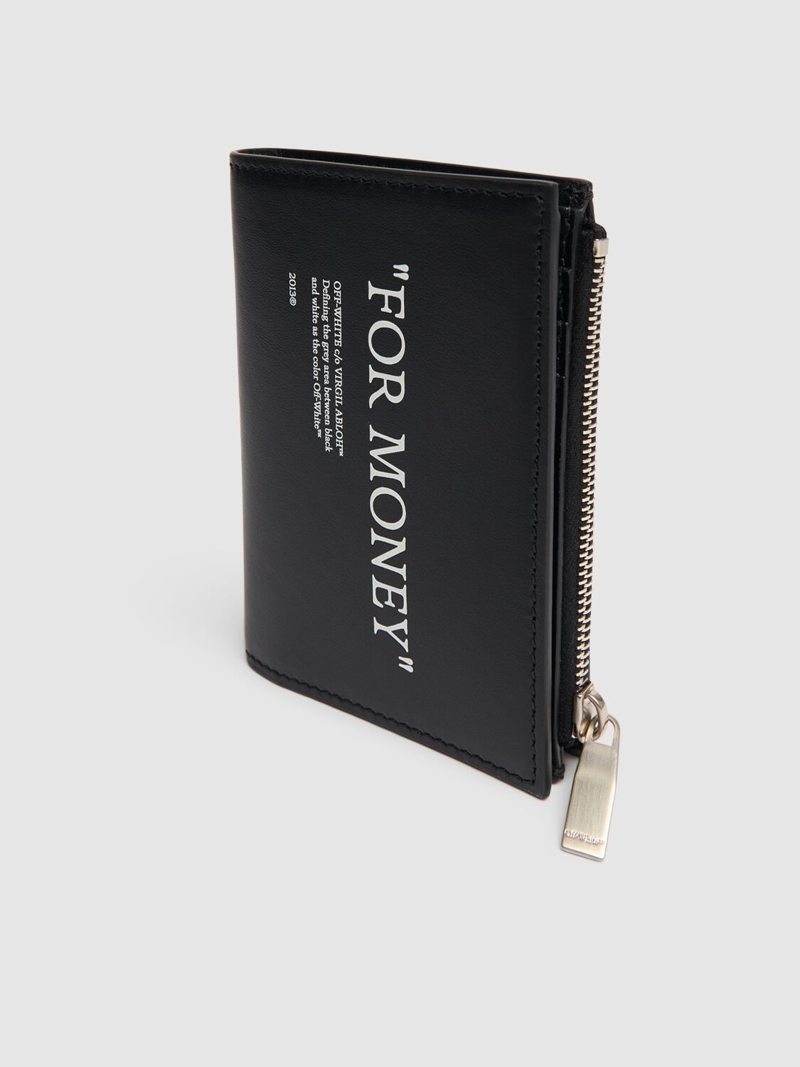 Shop Off-white Quote Bifold Leather Zip Wallet In Black,white