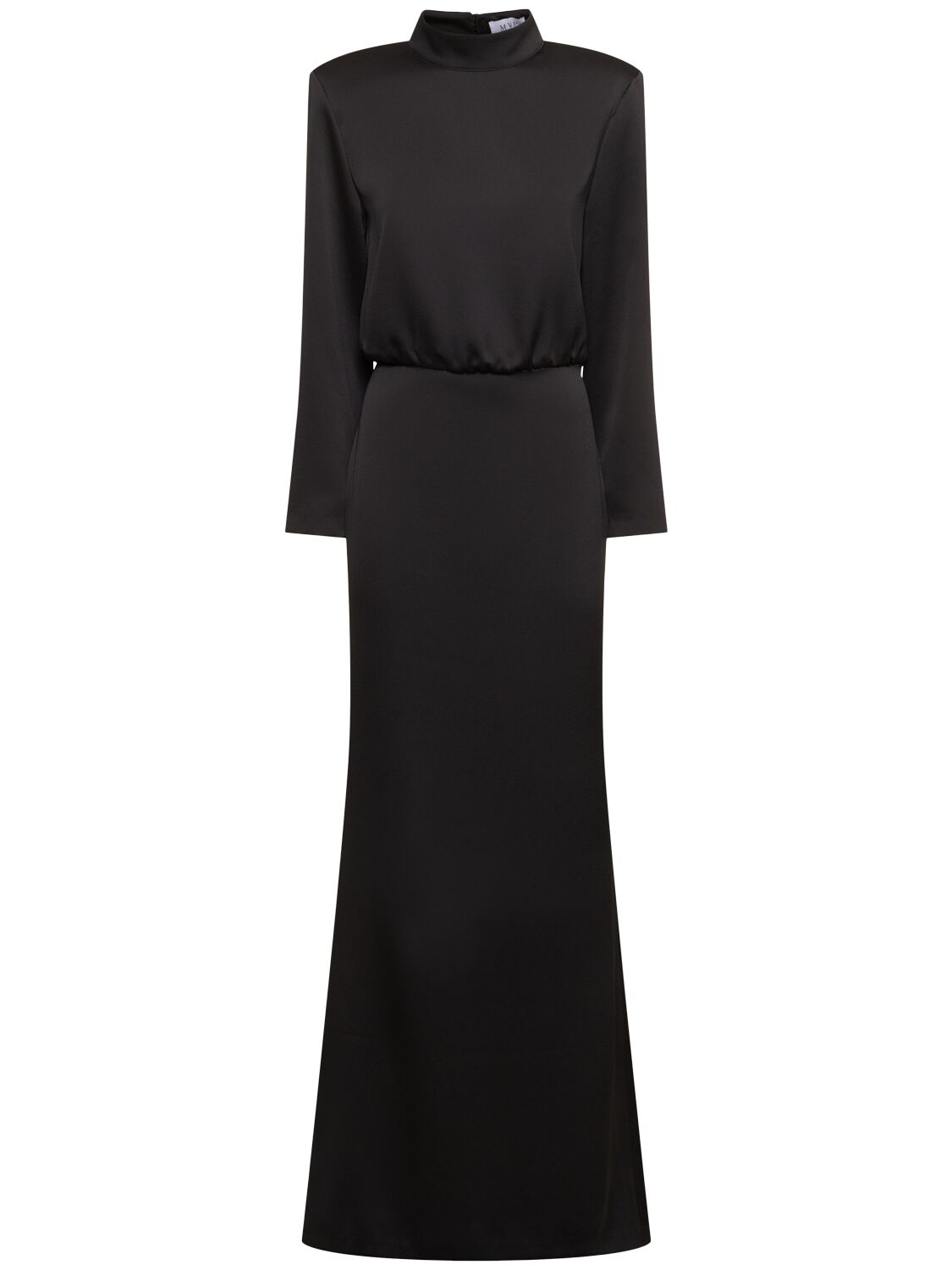 Mvp Wardrobe Sophie Open Back Satin Long Dress In Black