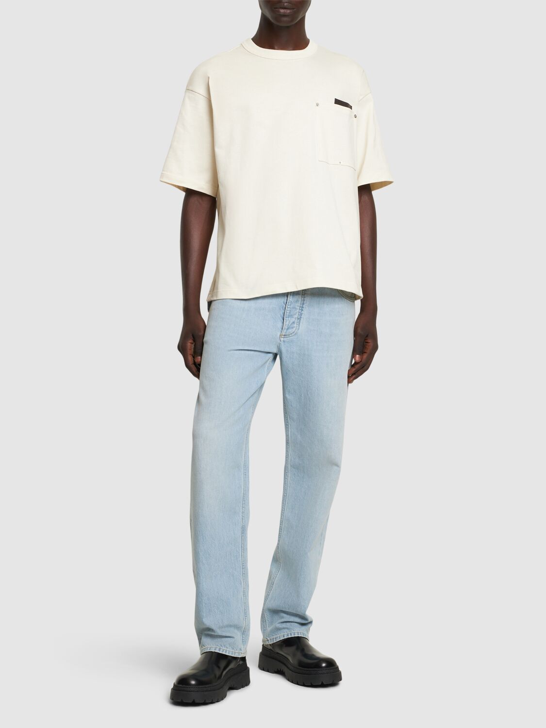 Shop Bottega Veneta Heavy Japanese Cotton Jersey T-shirt In Soap