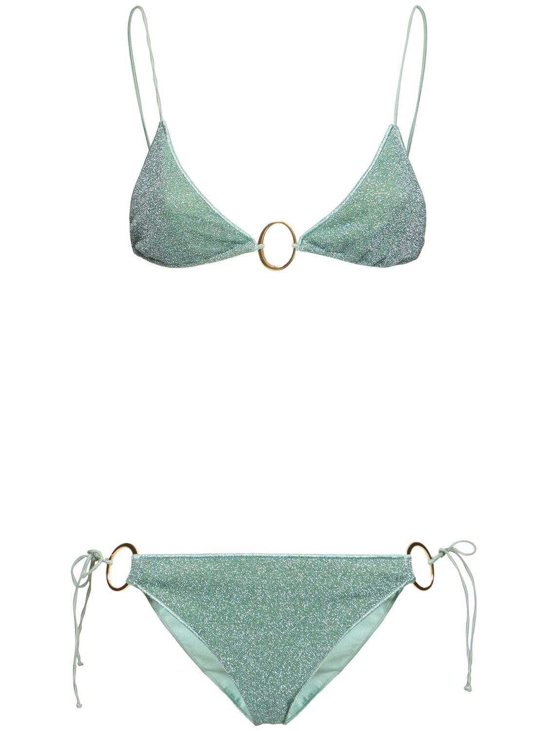 Oséree Swimwear Lumiere Lurex Triangle Bikini In Light Green